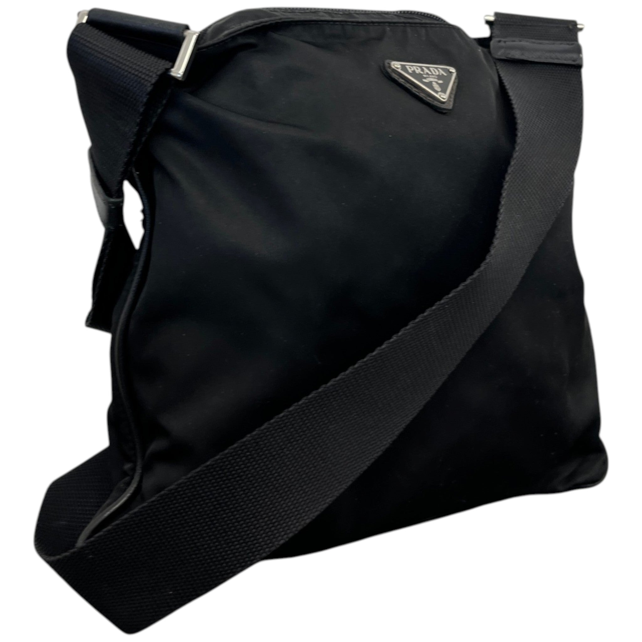 Men's Plaque Logo Messenger Bag Black