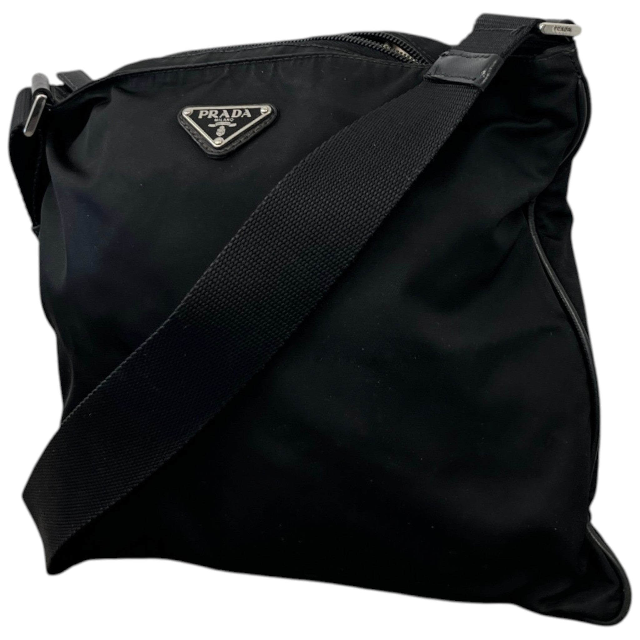 Men's Plaque Logo Messenger Bag Black