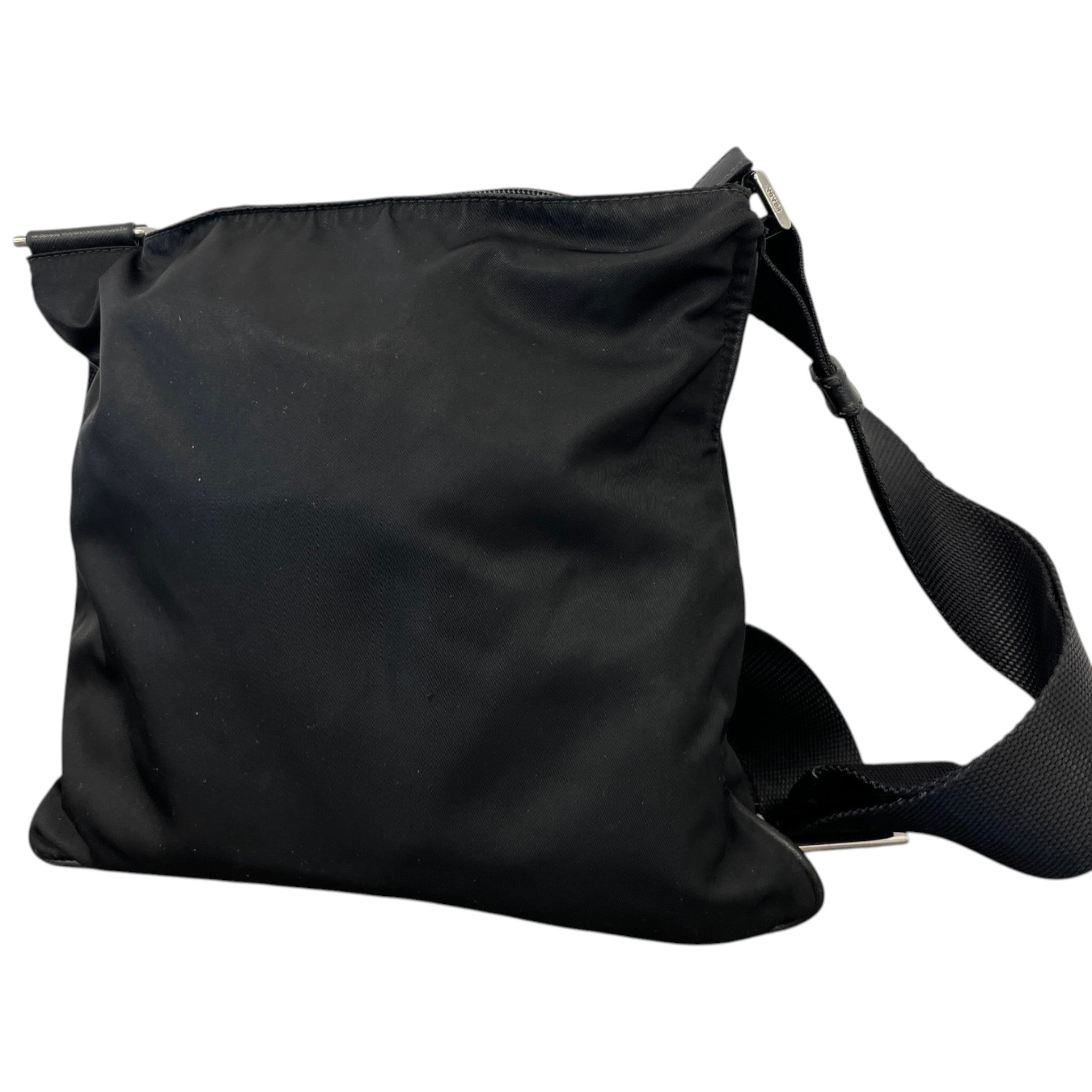 Men's Plaque Logo Messenger Bag Black
