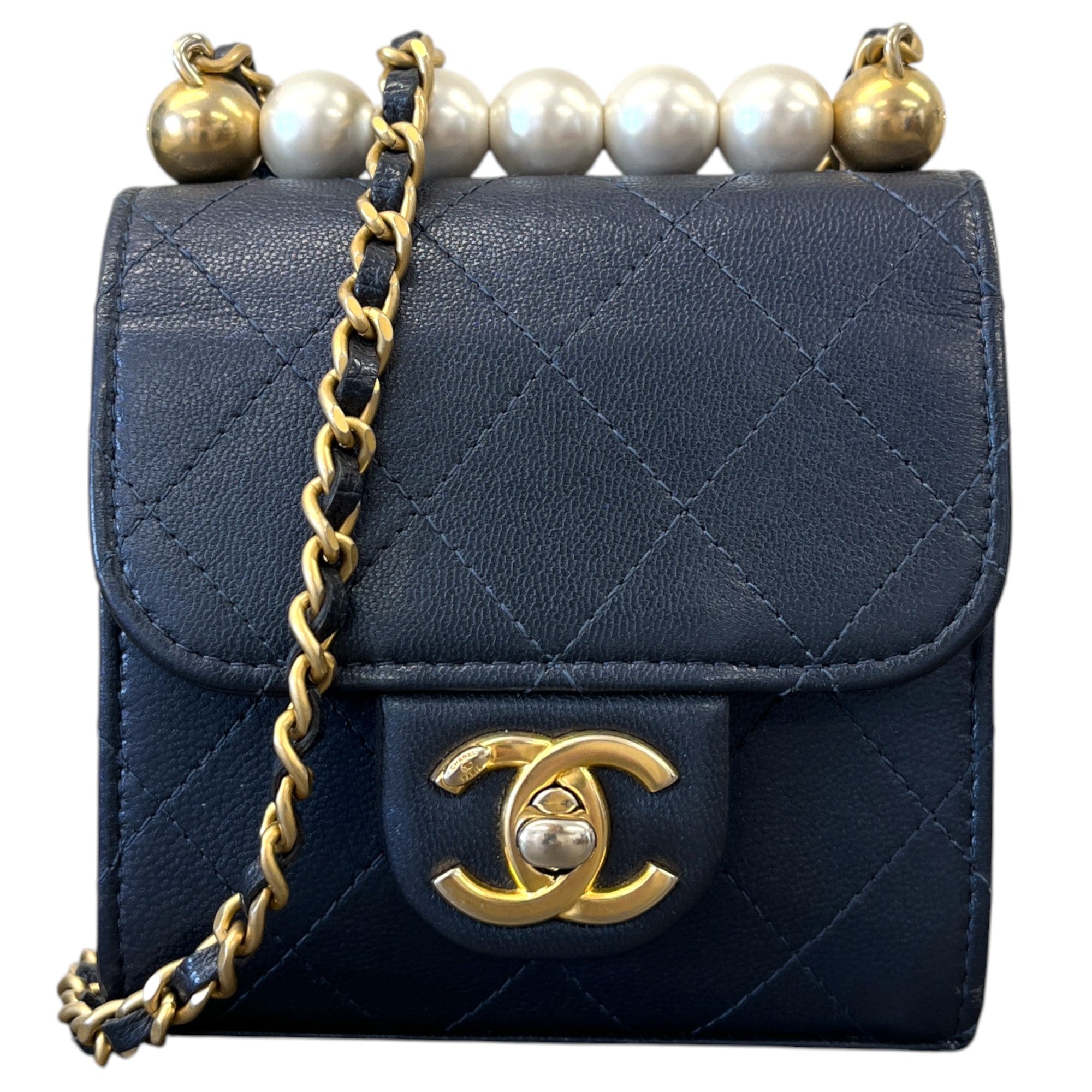Women's Mini Cc Chic Pearl Crossbody Bag Navy