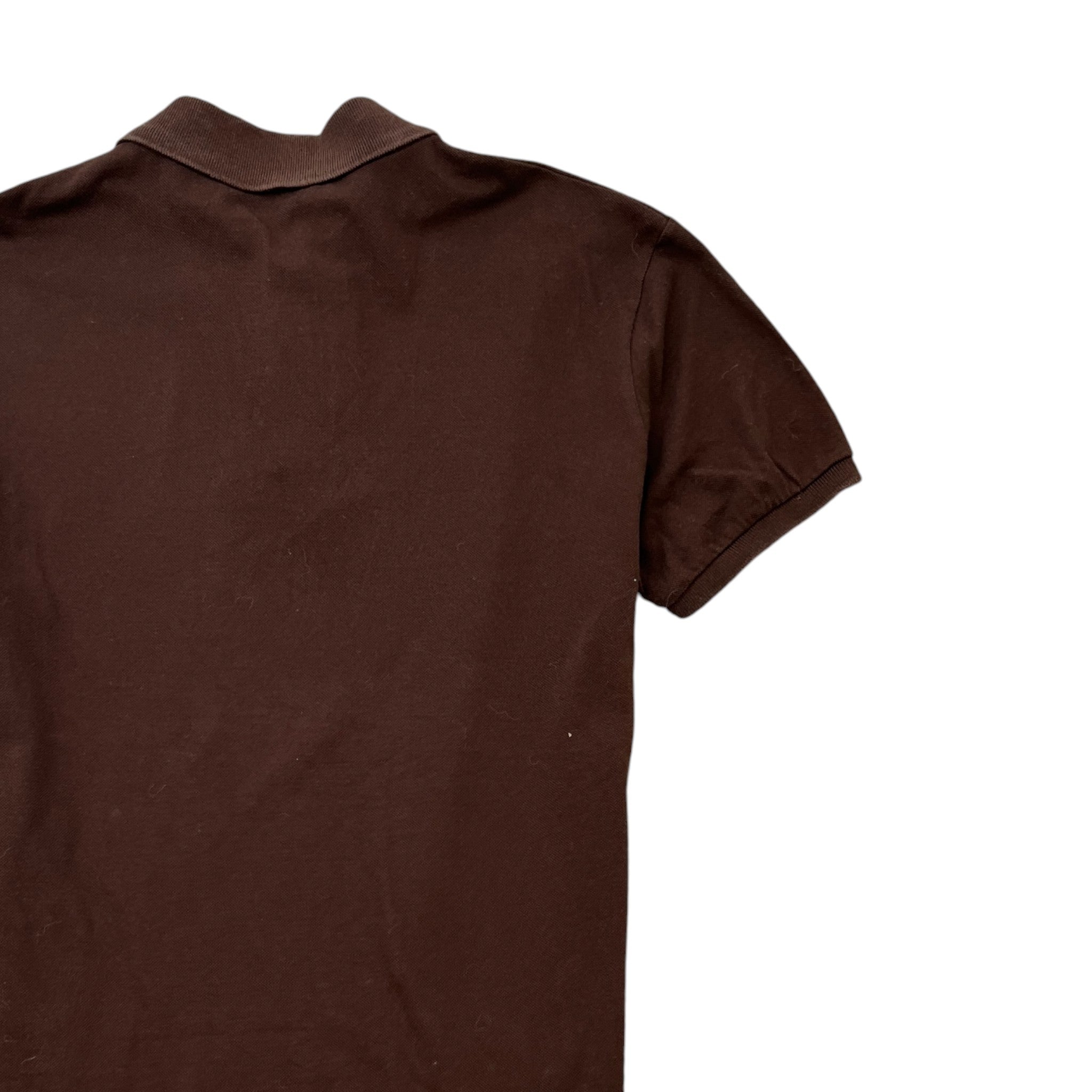 Men's Web Stripe Polo Shirt Brown Size M