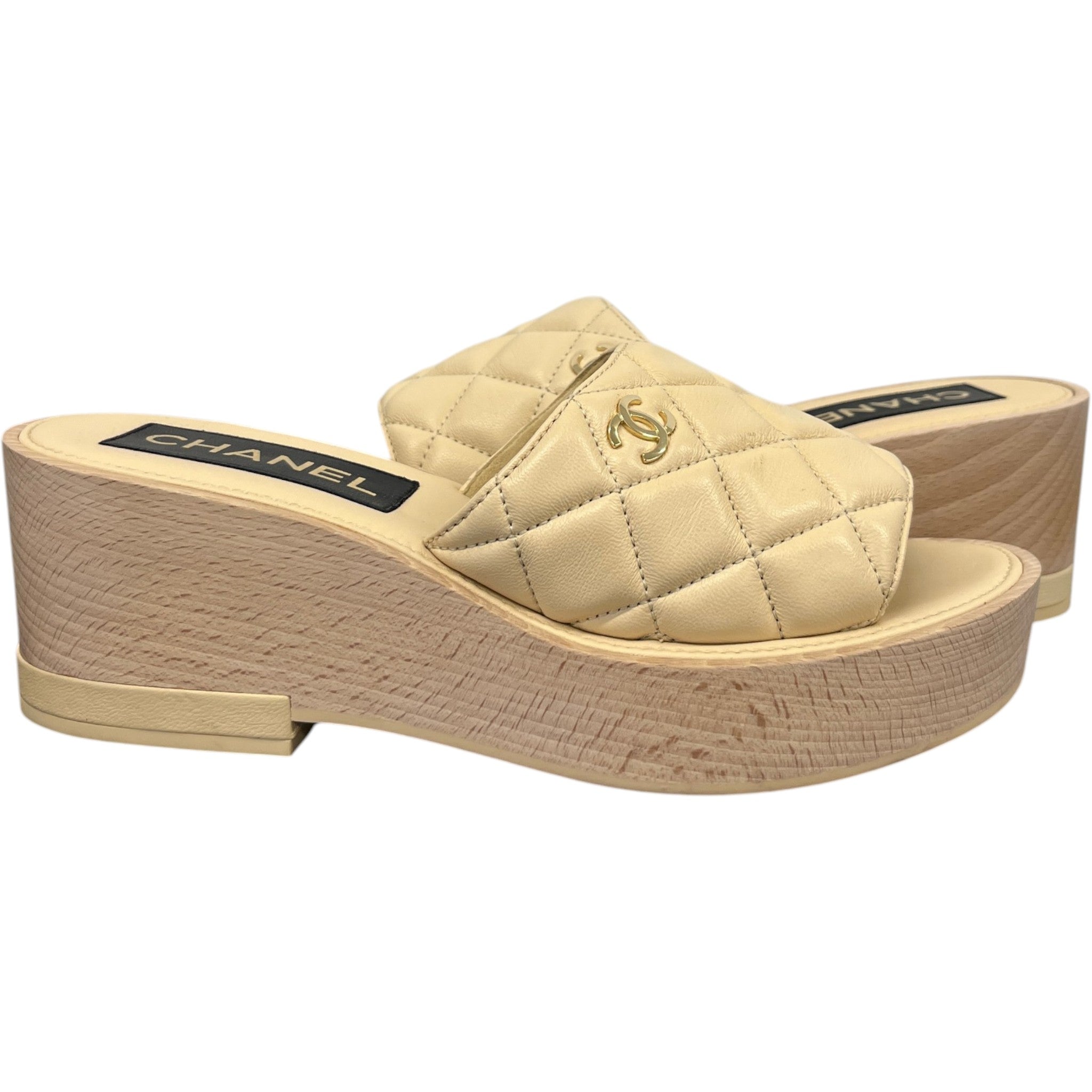 Women's Wedge Mules Tan Size EU 38 / UK 5