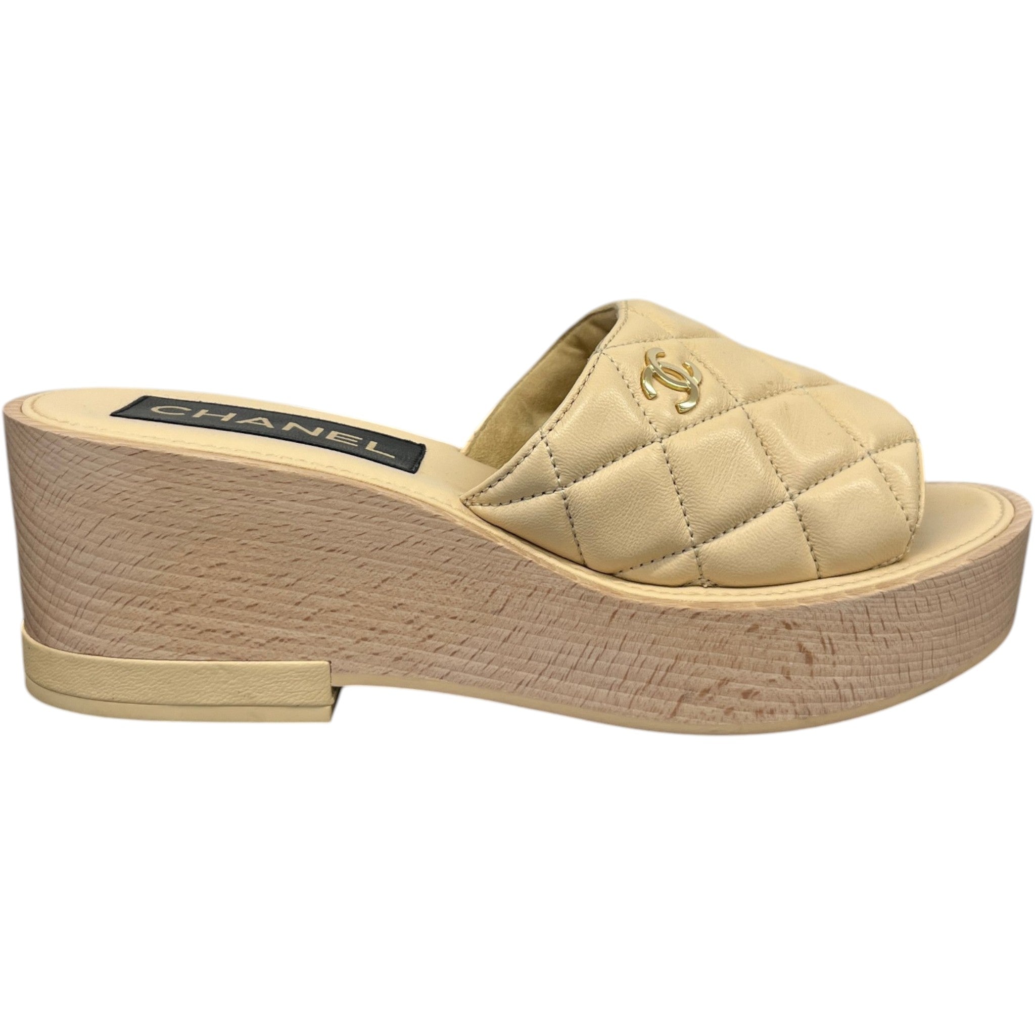 Women's Wedge Mules Tan Size EU 38 / UK 5