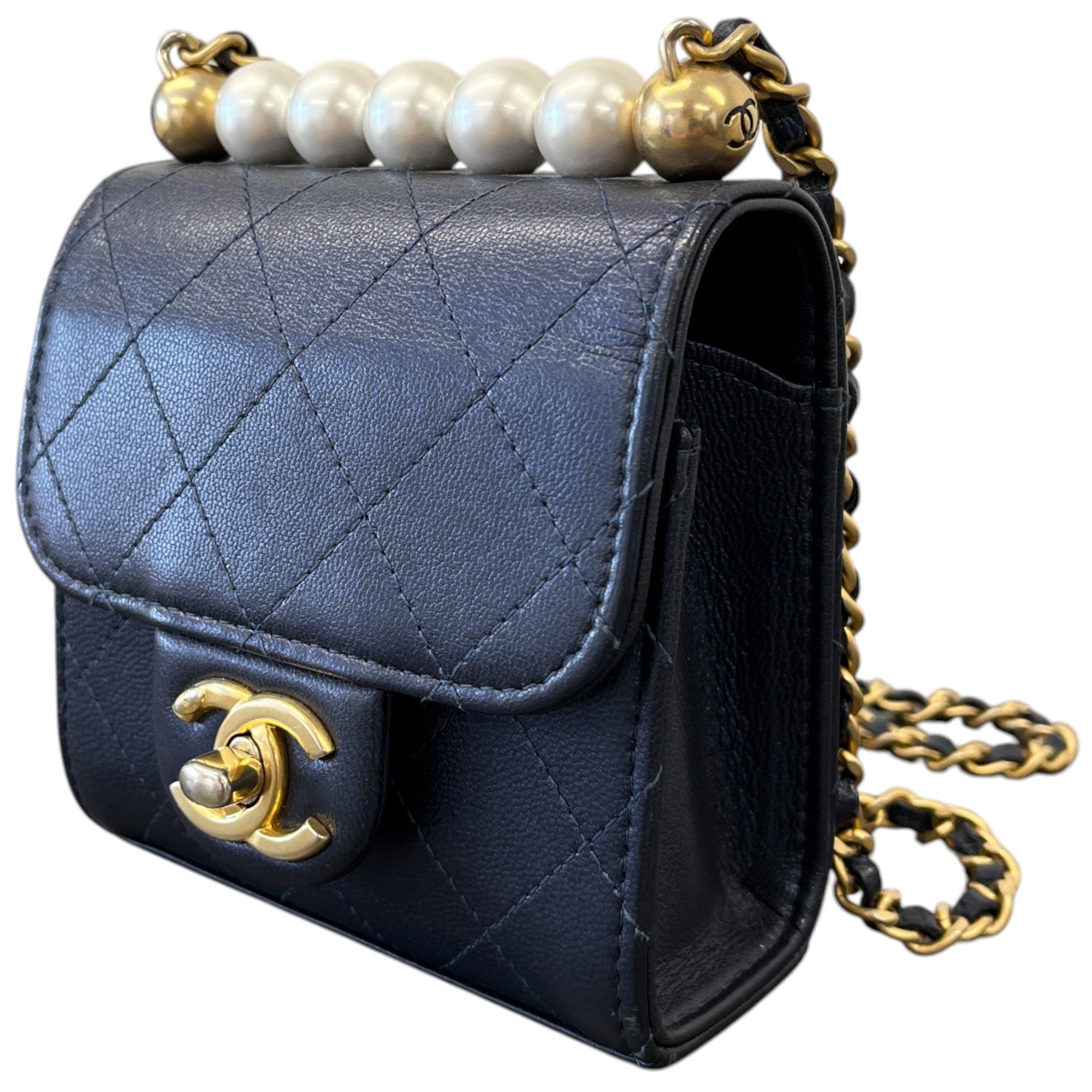 Women's Mini Cc Chic Pearl Crossbody Bag Navy