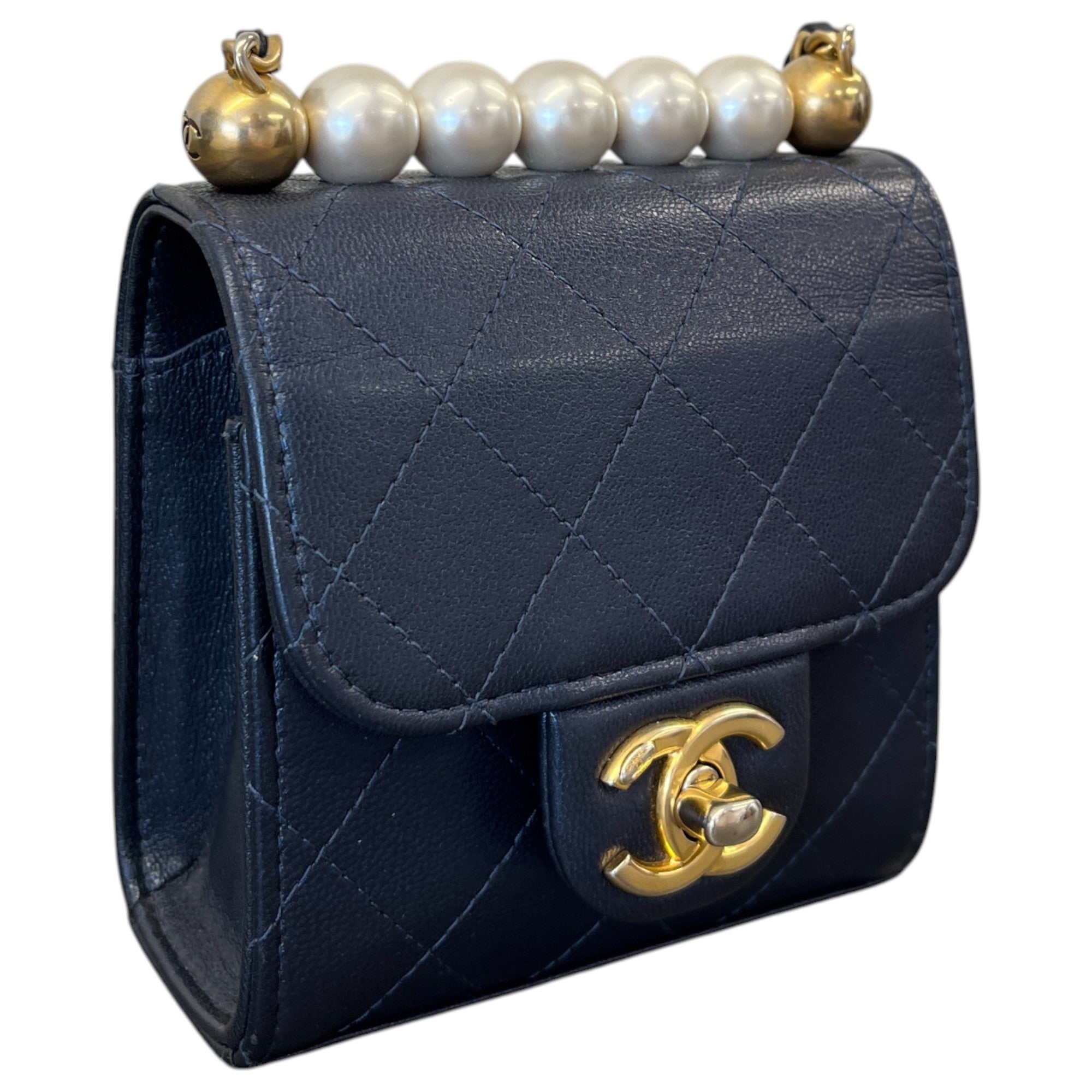 Women's Mini Cc Chic Pearl Crossbody Bag Navy