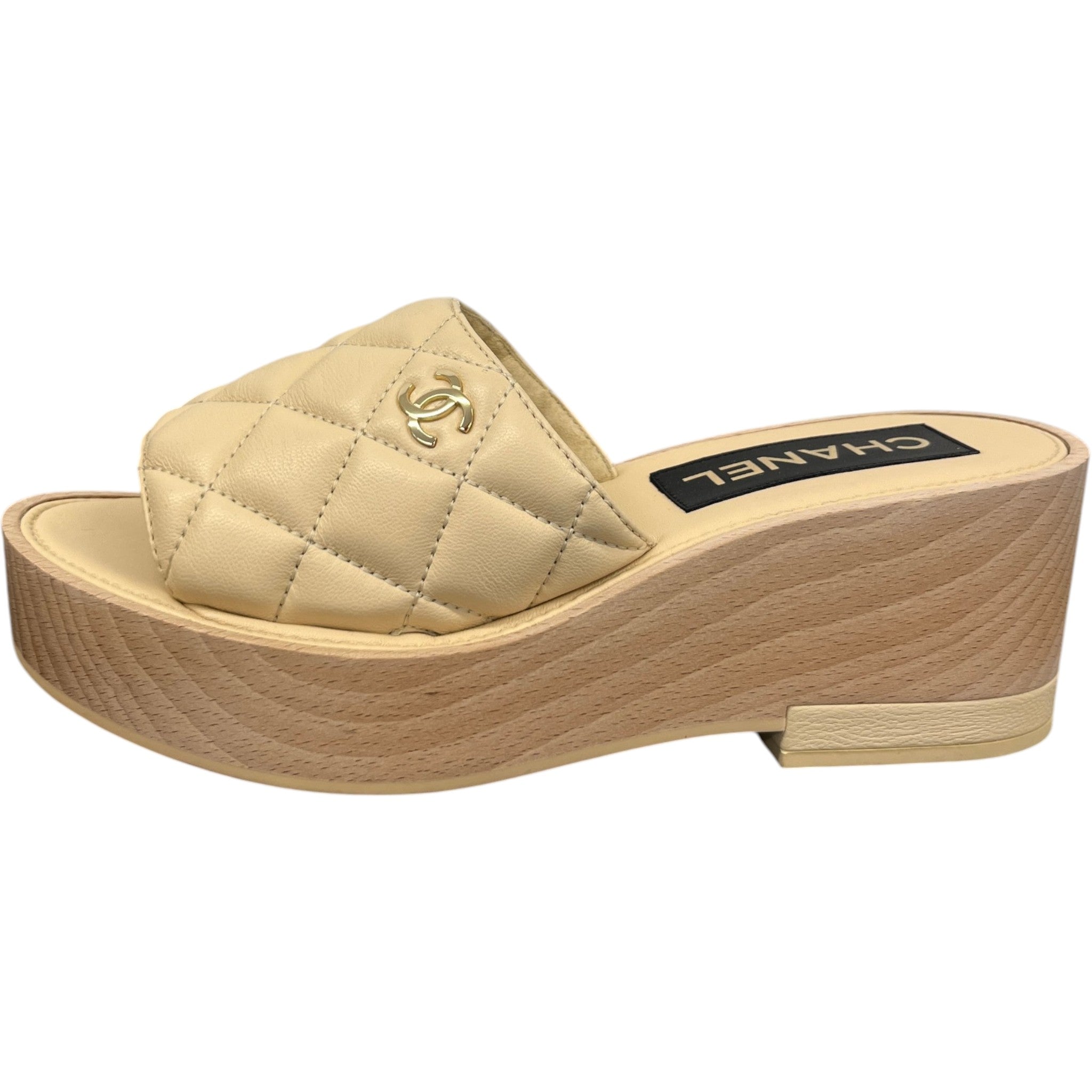 Women's Wedge Mules Tan Size EU 38 / UK 5