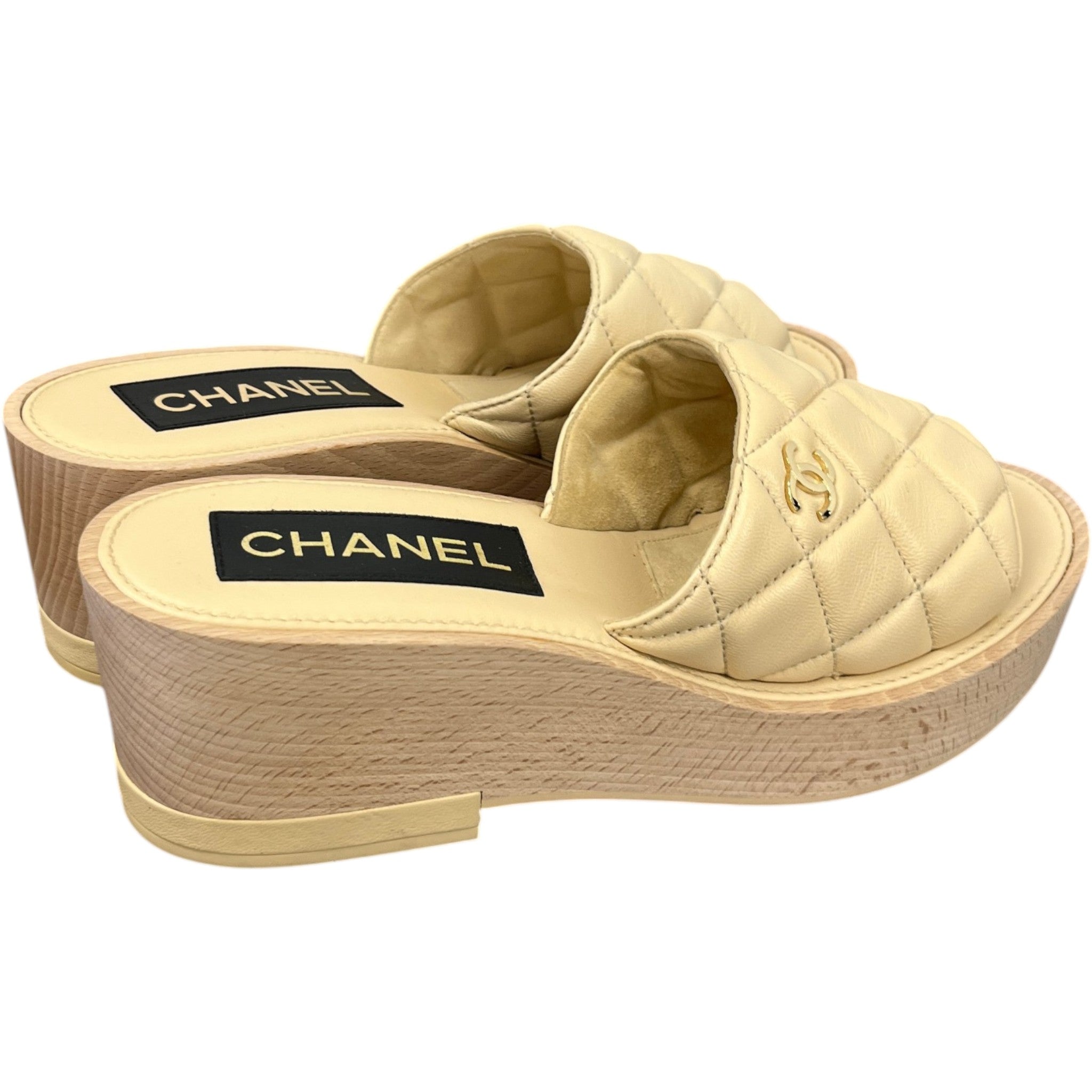 Women's Wedge Mules Tan Size EU 38 / UK 5