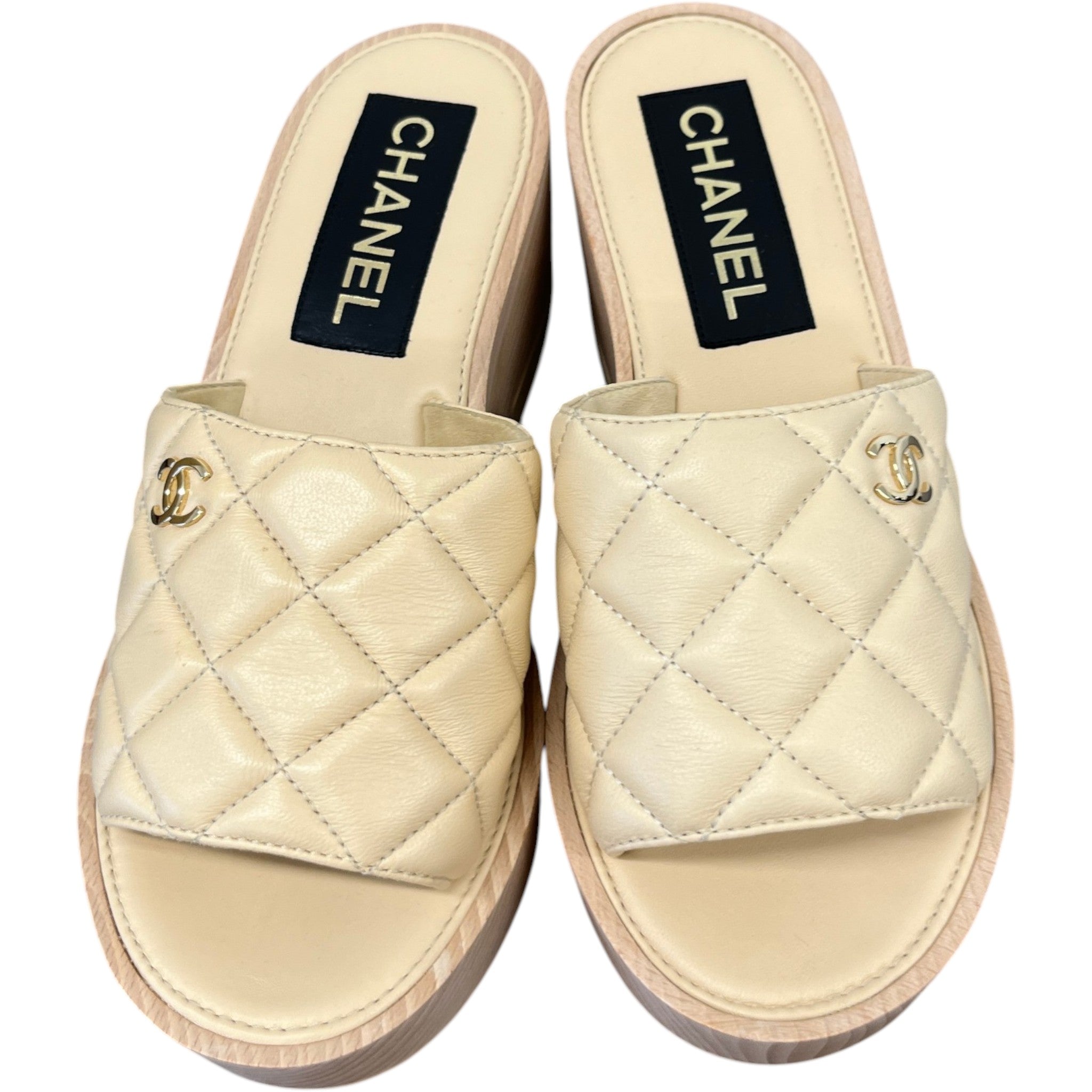 Women's Wedge Mules Tan Size EU 38 / UK 5