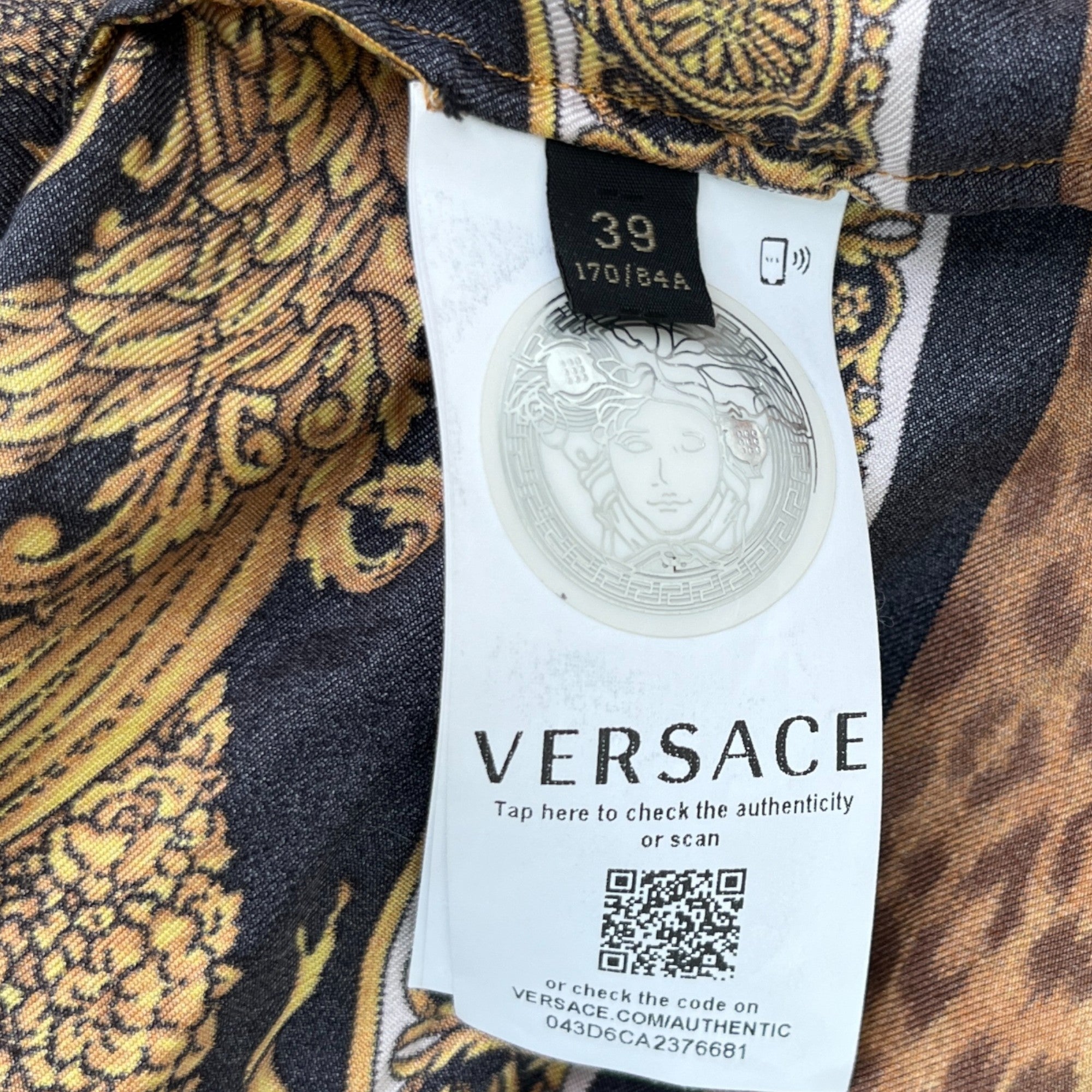 Men's Leopard Print Long Sleeve Shirt Black Size M
