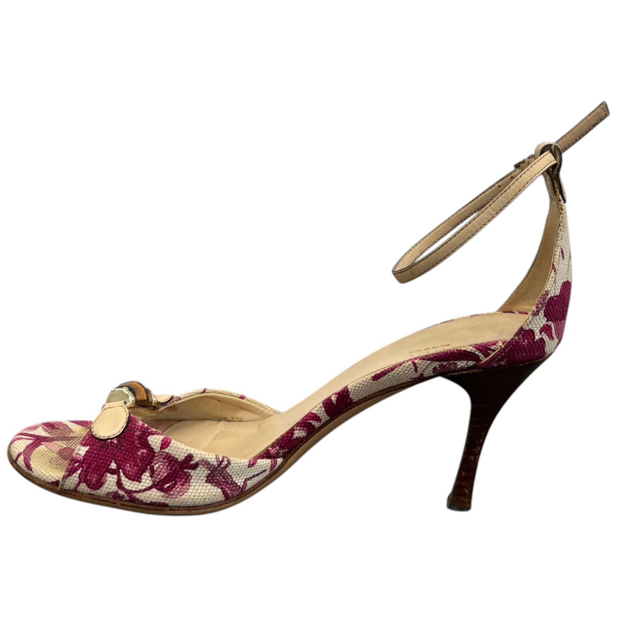 Women's Flora Canvas Bamboo Horsebit Heels Beige Size EU 36 / UK 3