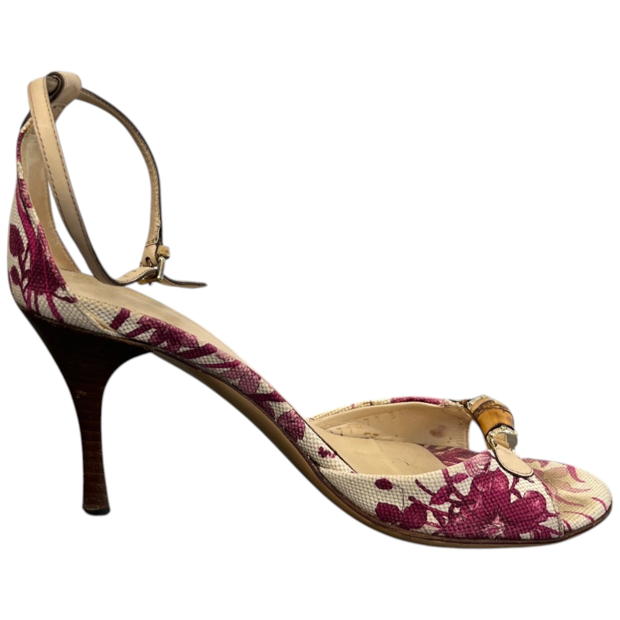 Women's Flora Canvas Bamboo Horsebit Heels Beige Size EU 36 / UK 3