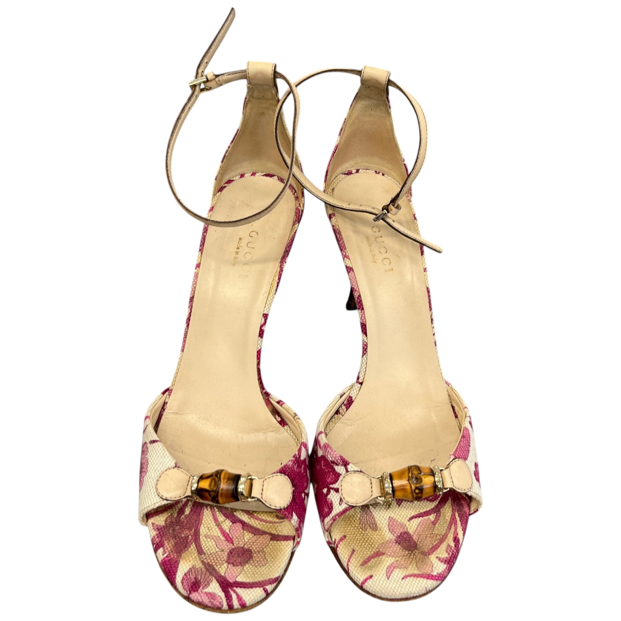 Women's Flora Canvas Bamboo Horsebit Heels Beige Size EU 36 / UK 3