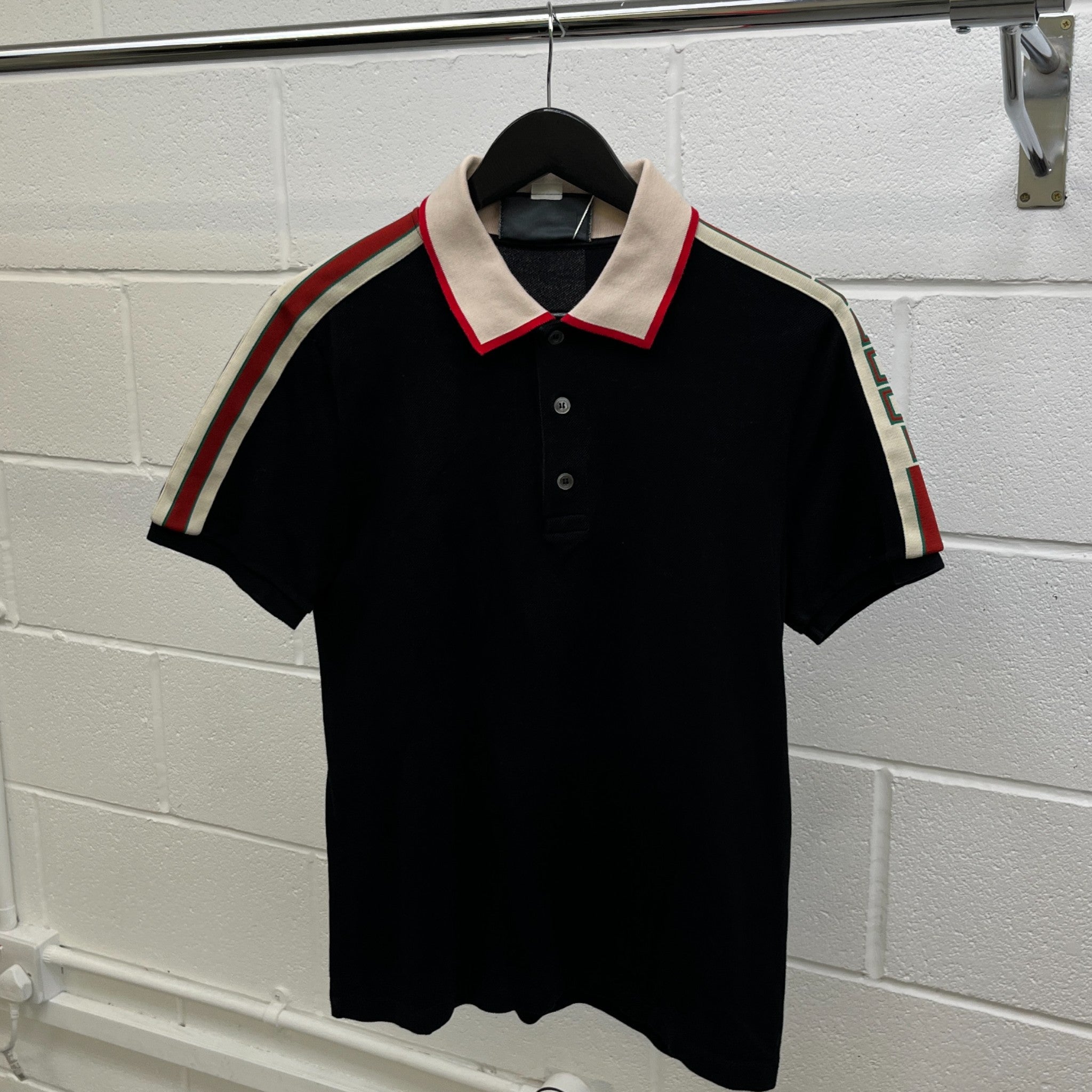 Men's Web Tape Logo Polo Shirt Black Size M