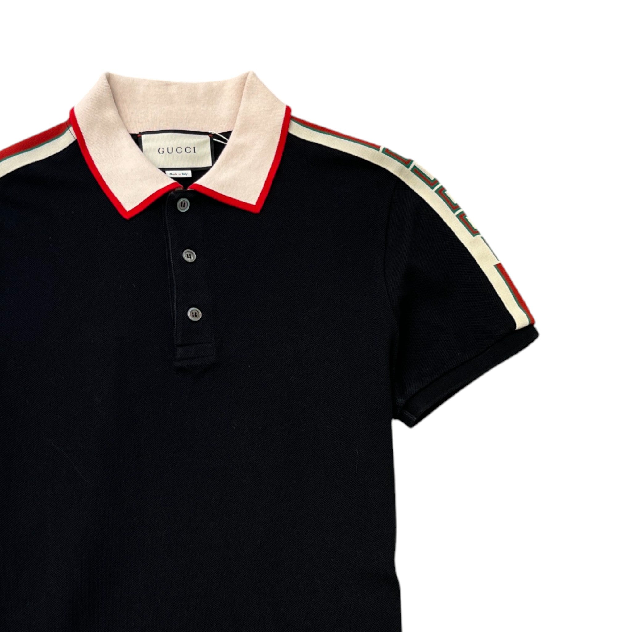 Men's Web Tape Logo Polo Shirt Black Size M