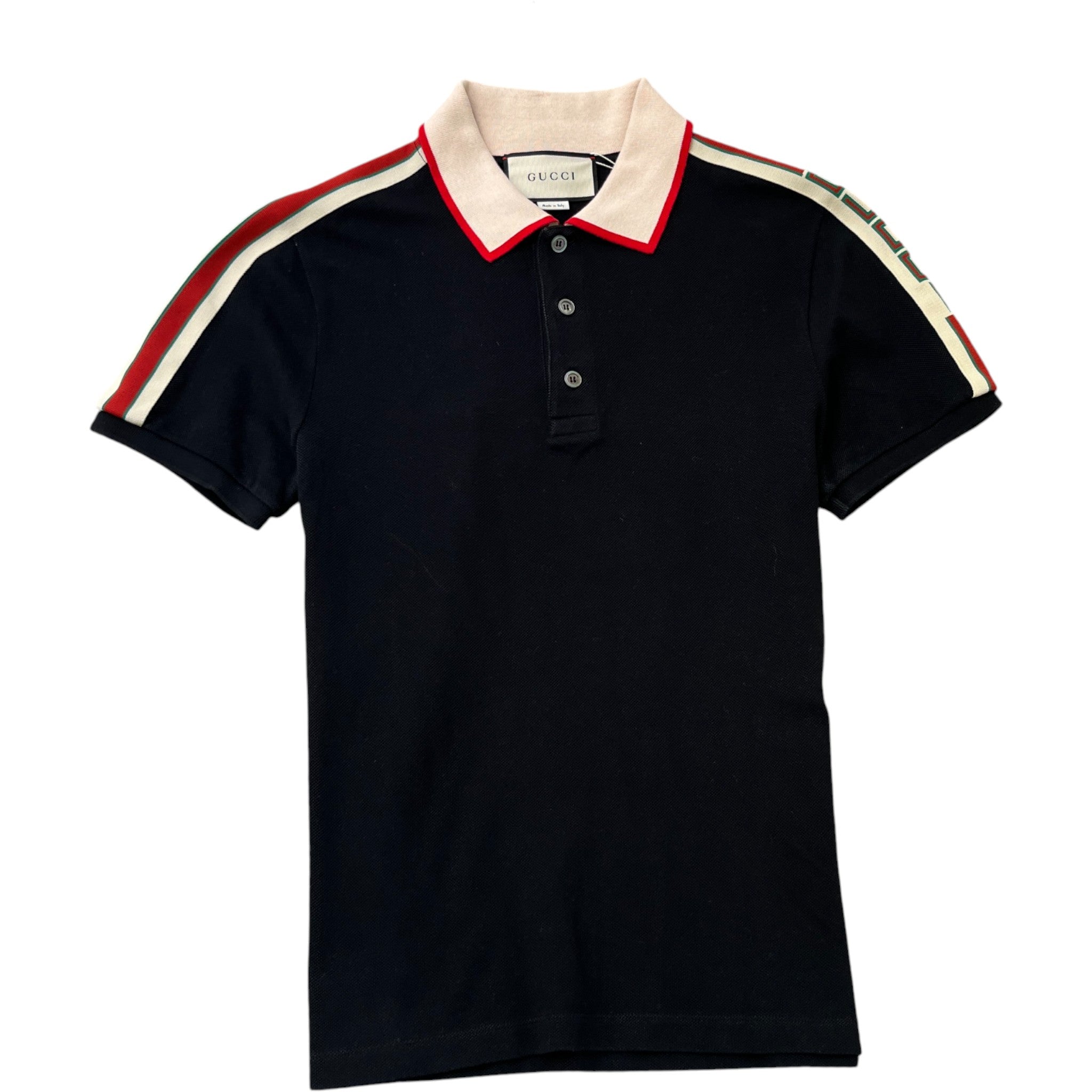 Men's Web Tape Logo Polo Shirt Black Size M