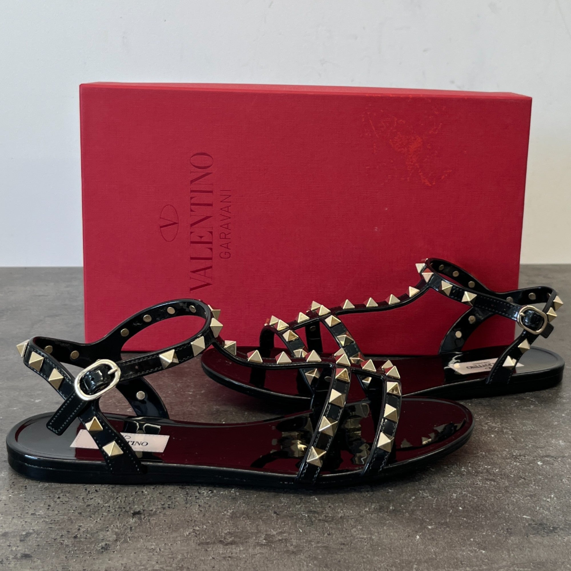 Women's Rockstud Gladiator Rubber Sandals Black Size EU 37 / UK 4