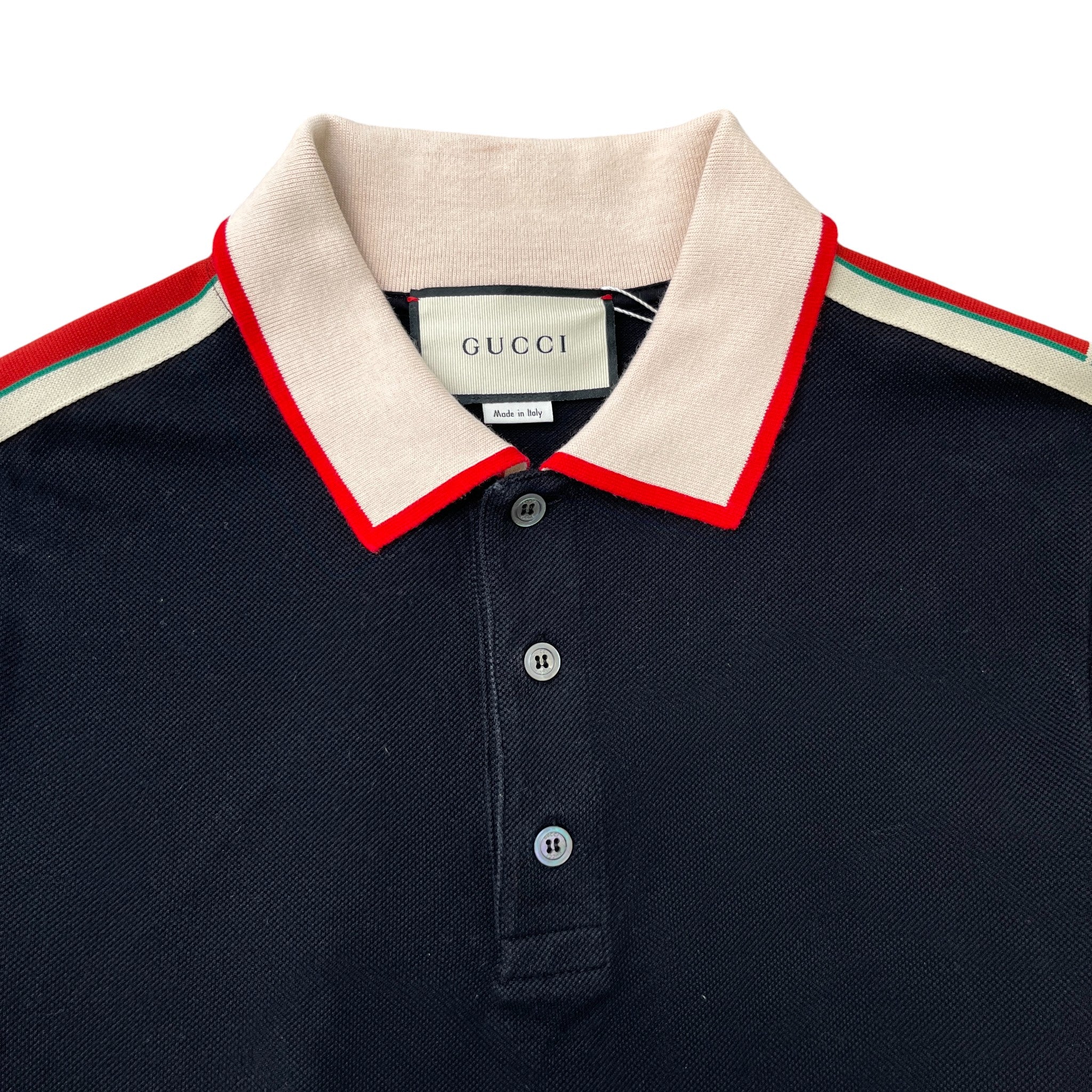 Men's Web Tape Logo Polo Shirt Black Size M