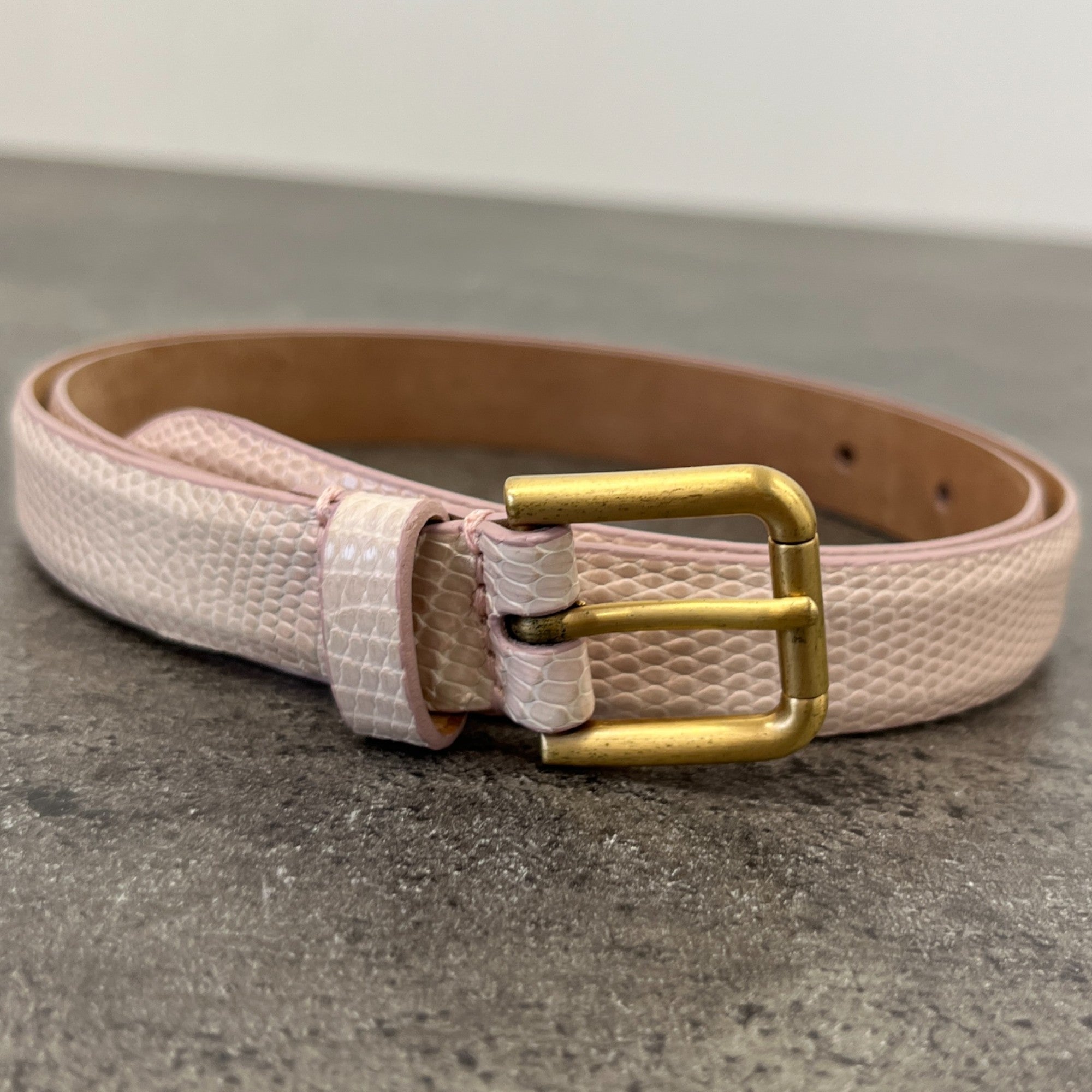 Women's Lizard Skin Thin Belt Pink Size Waist 30"