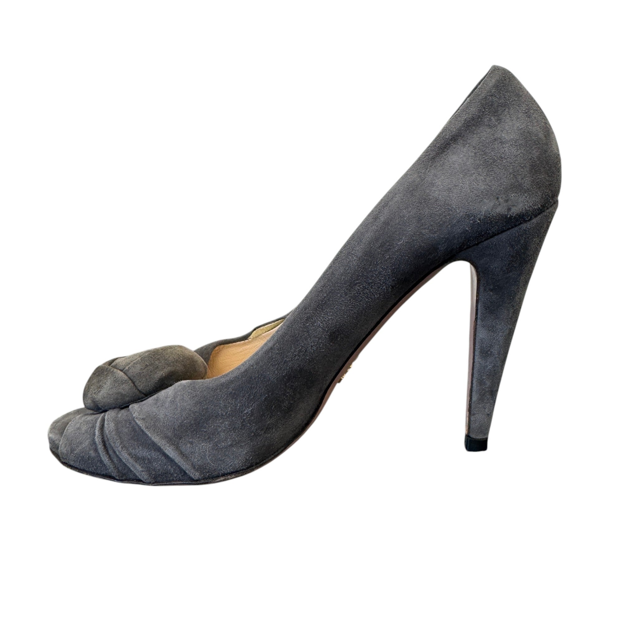 Women's Peep Toe Rose Heels Grey Size EU 40 / UK 7