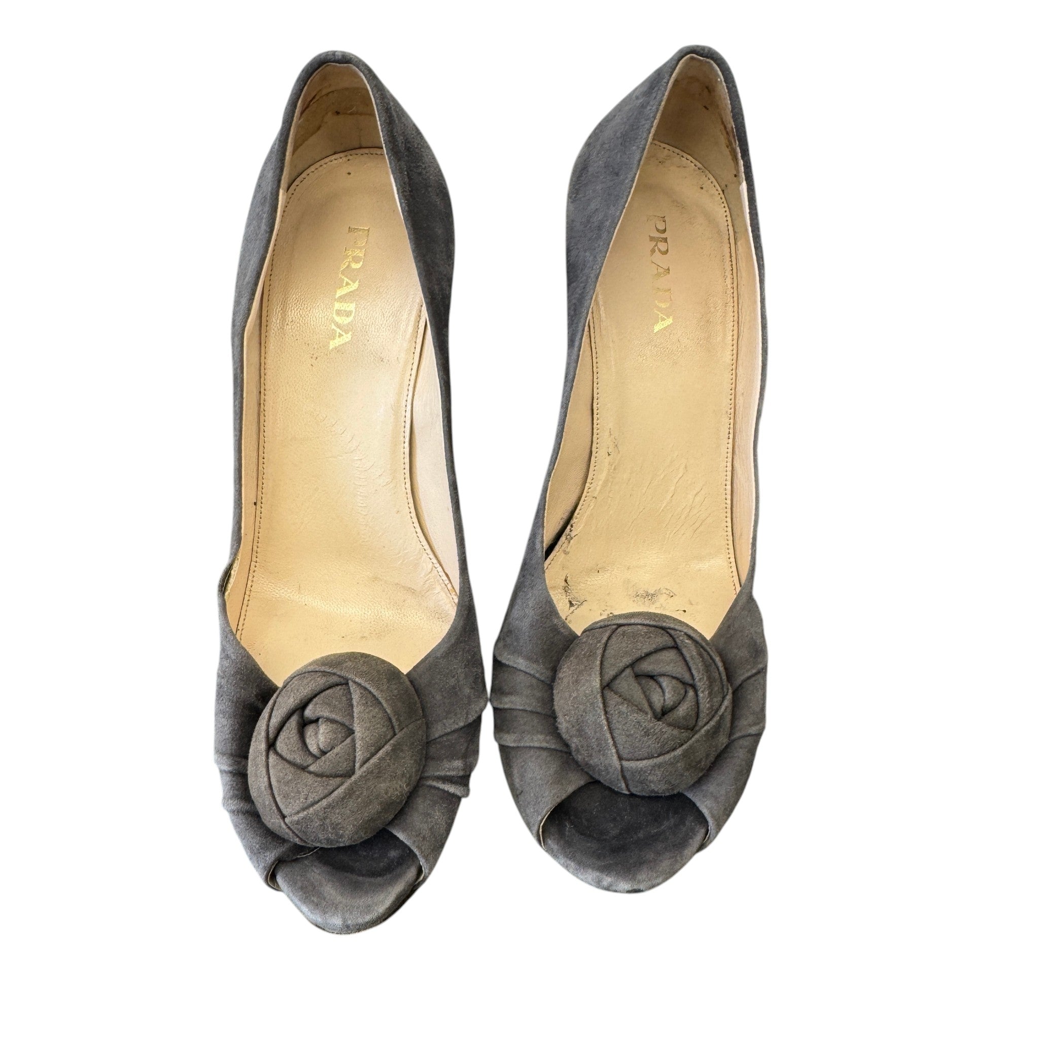Women's Peep Toe Rose Heels Grey Size EU 40 / UK 7
