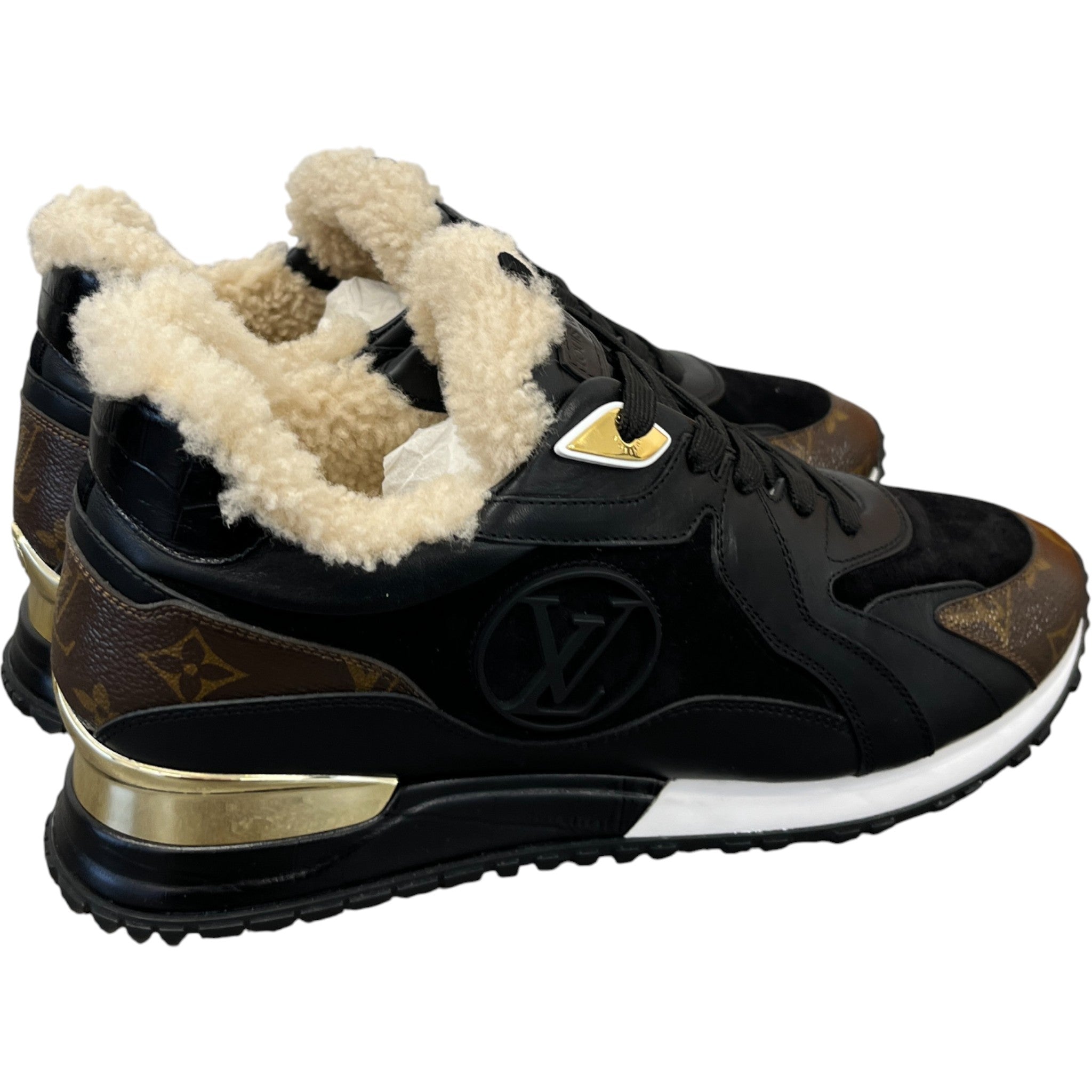 Women's Run Away Fur Low Trainers Brown Size EU 42 / UK 9