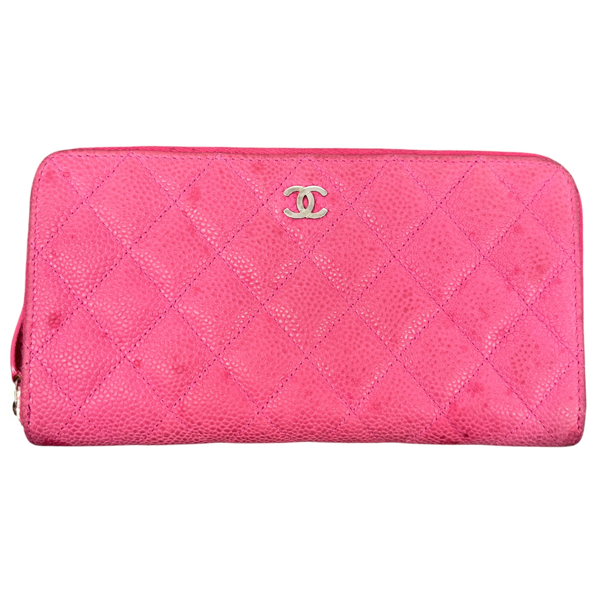Women's Cc Quilted Caviar Leather Zippy Purse Pink