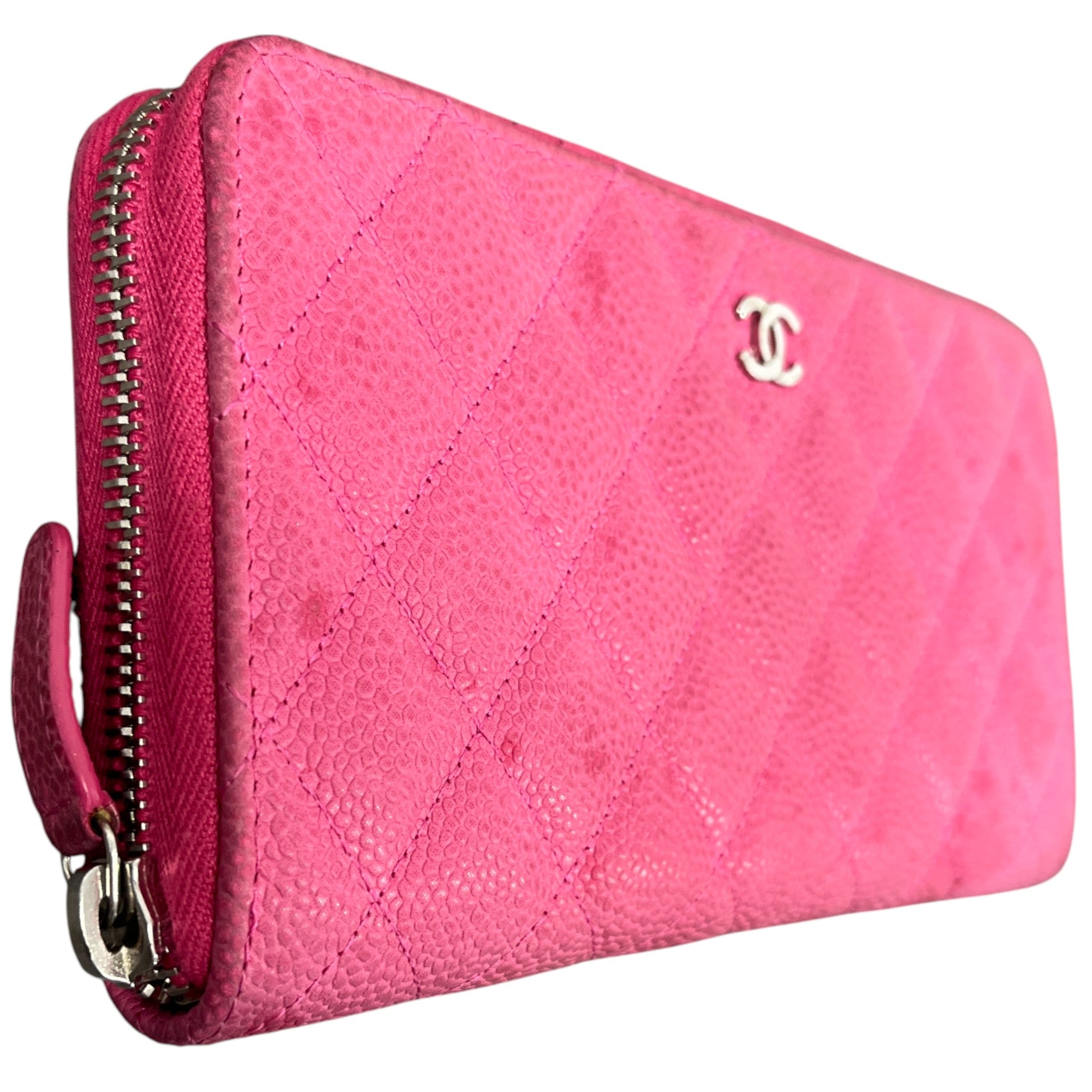 Women's Cc Quilted Caviar Leather Zippy Purse Pink
