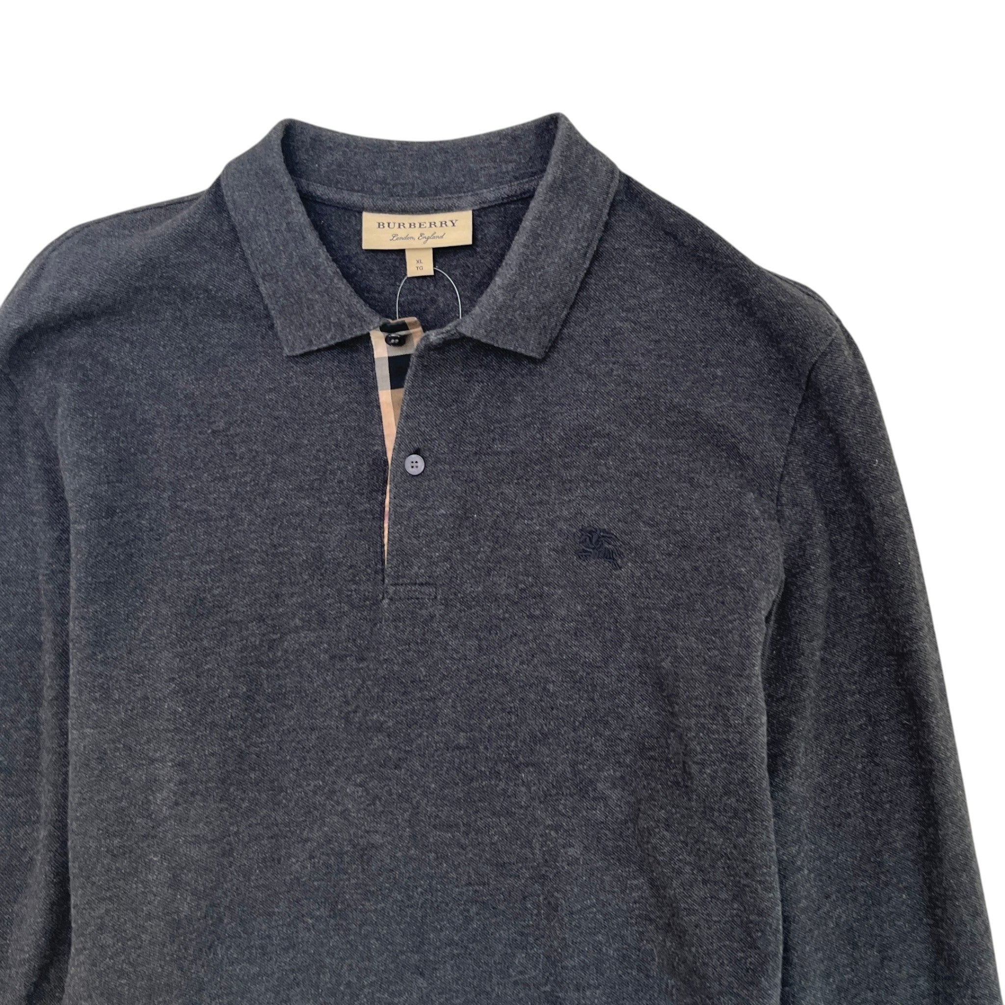 Men's Embroidered Logo Polo Shirt Grey Size XL