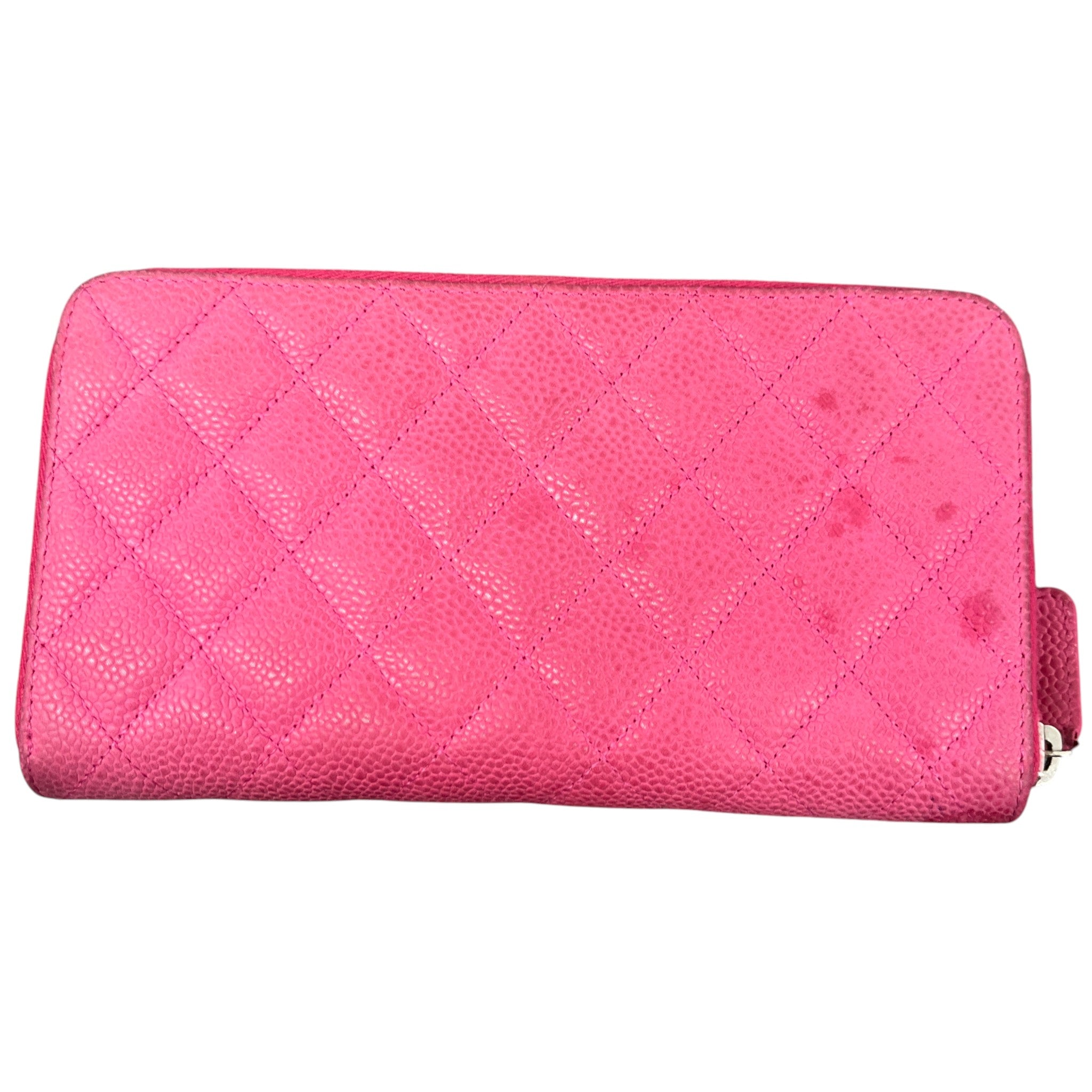Women's Cc Quilted Caviar Leather Zippy Purse Pink