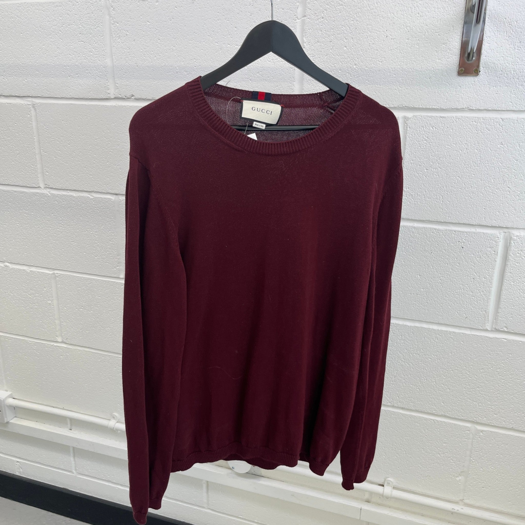 Men's Web Knit Jumper Burgundy Size XXL