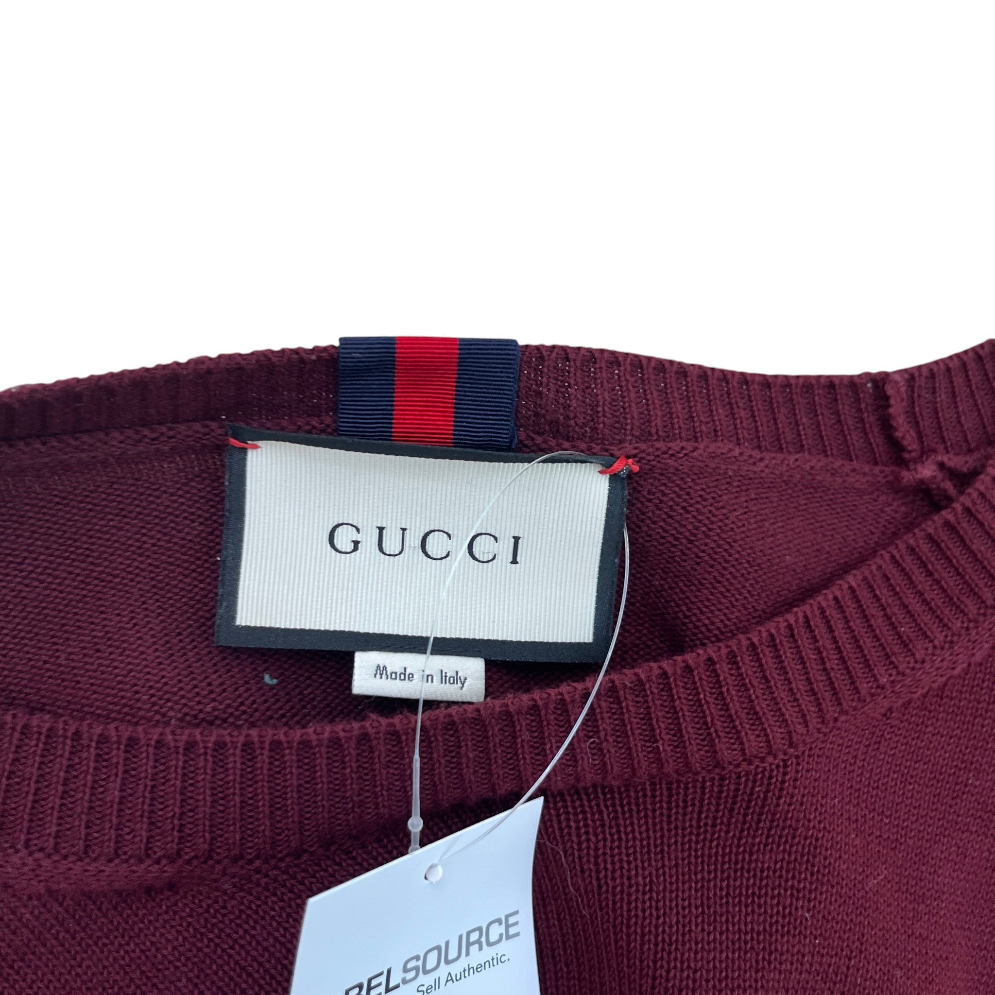 Men's Web Knit Jumper Burgundy Size XXL