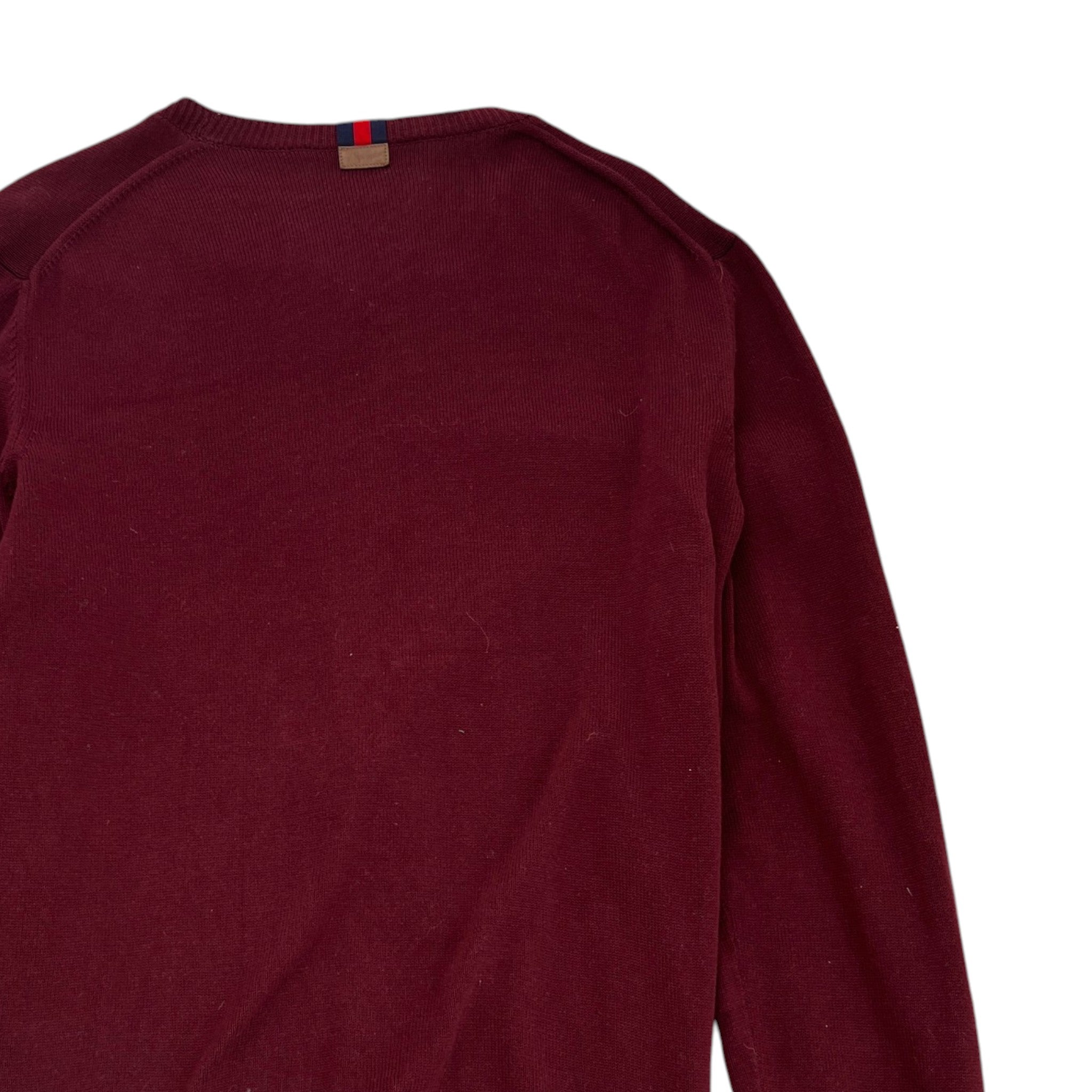 Men's Web Knit Jumper Burgundy Size XXL