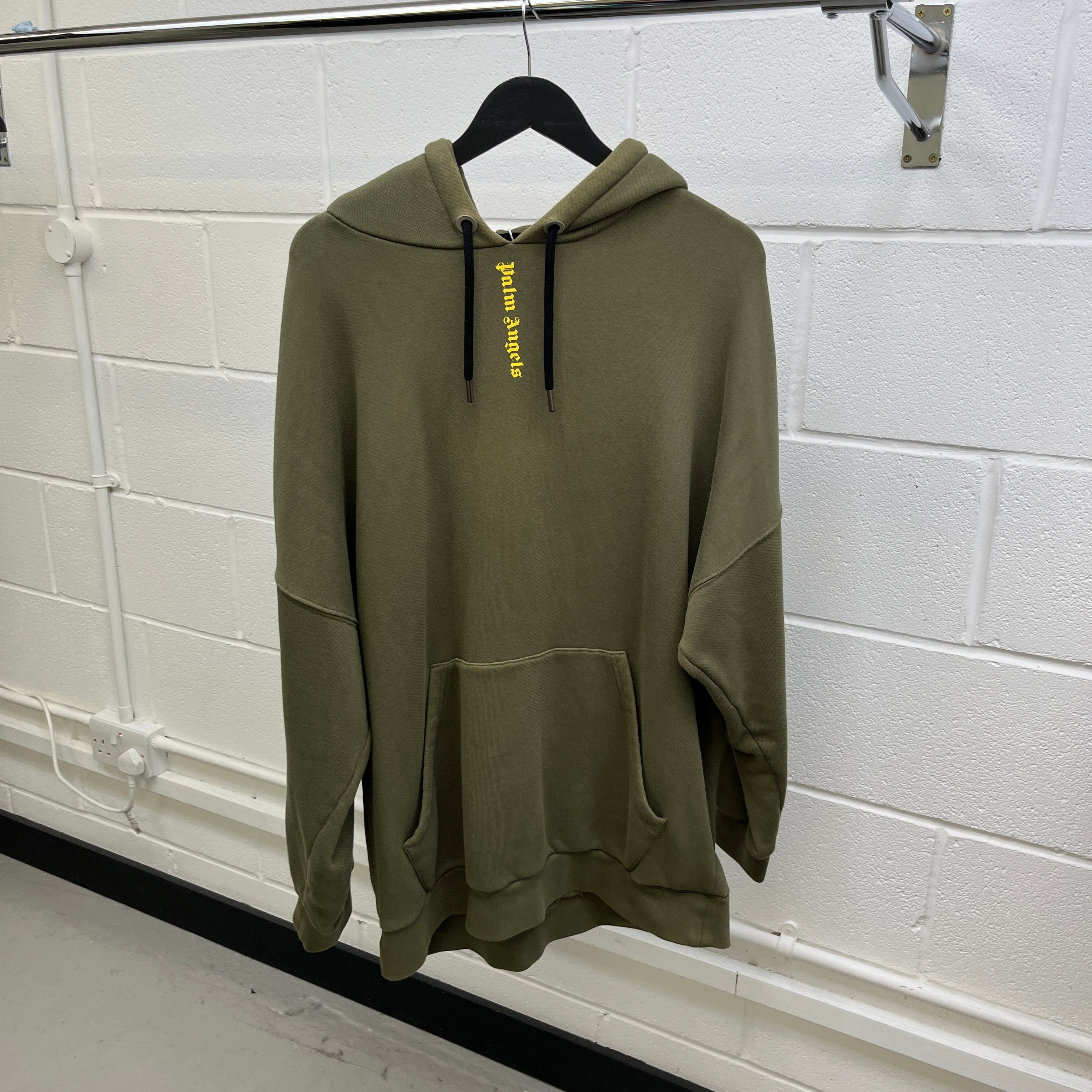 Men's Logo Print Hoodie Green Size L