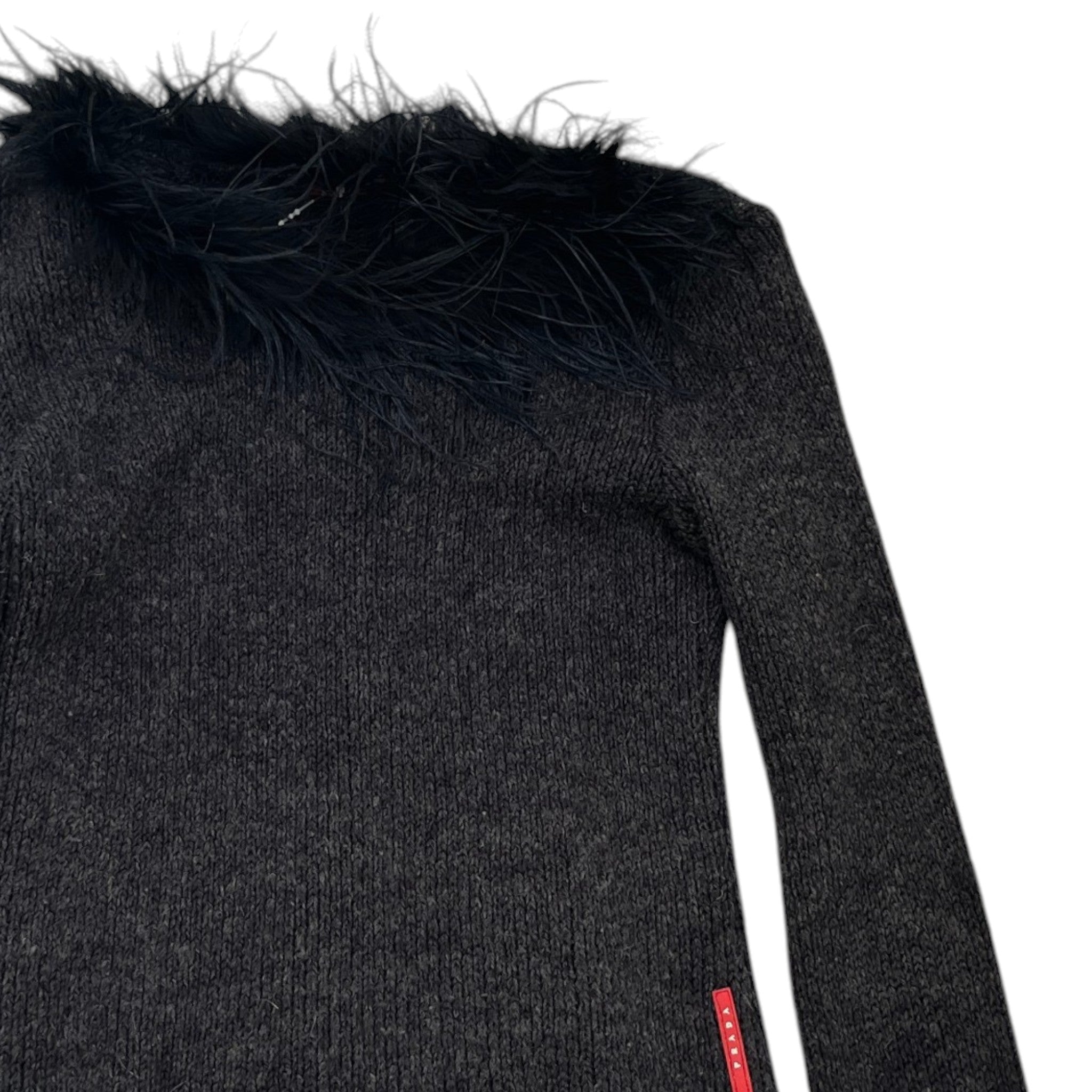 Women's Ostrich Feather Linear Rosa Jumper Black Size S
