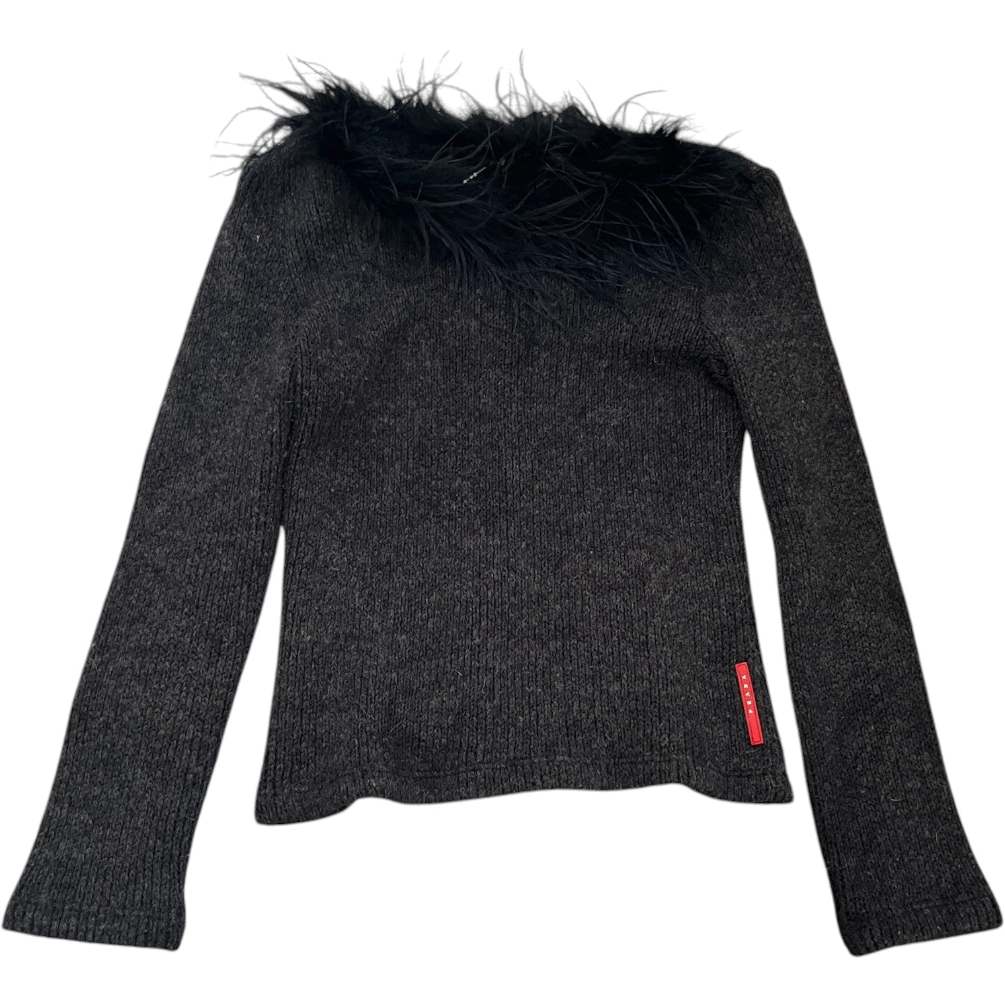 Women's Ostrich Feather Linear Rosa Jumper Black Size S