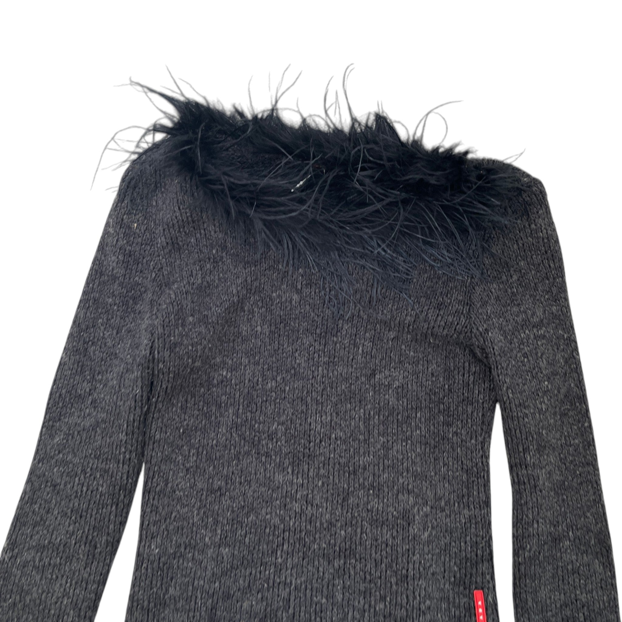Women's Ostrich Feather Linear Rosa Jumper Black Size S