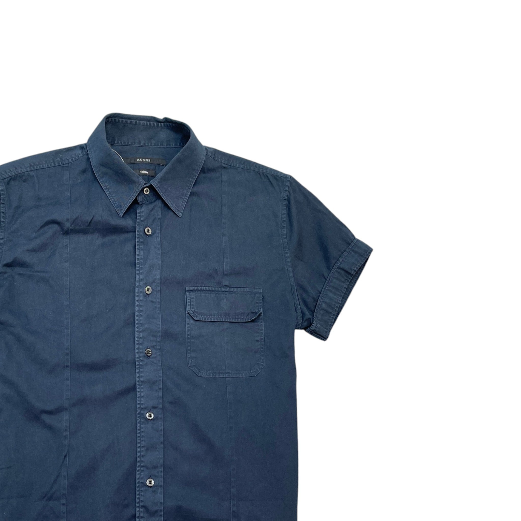 Men's Web Stripe Short Sleeve Shirt Navy Size M