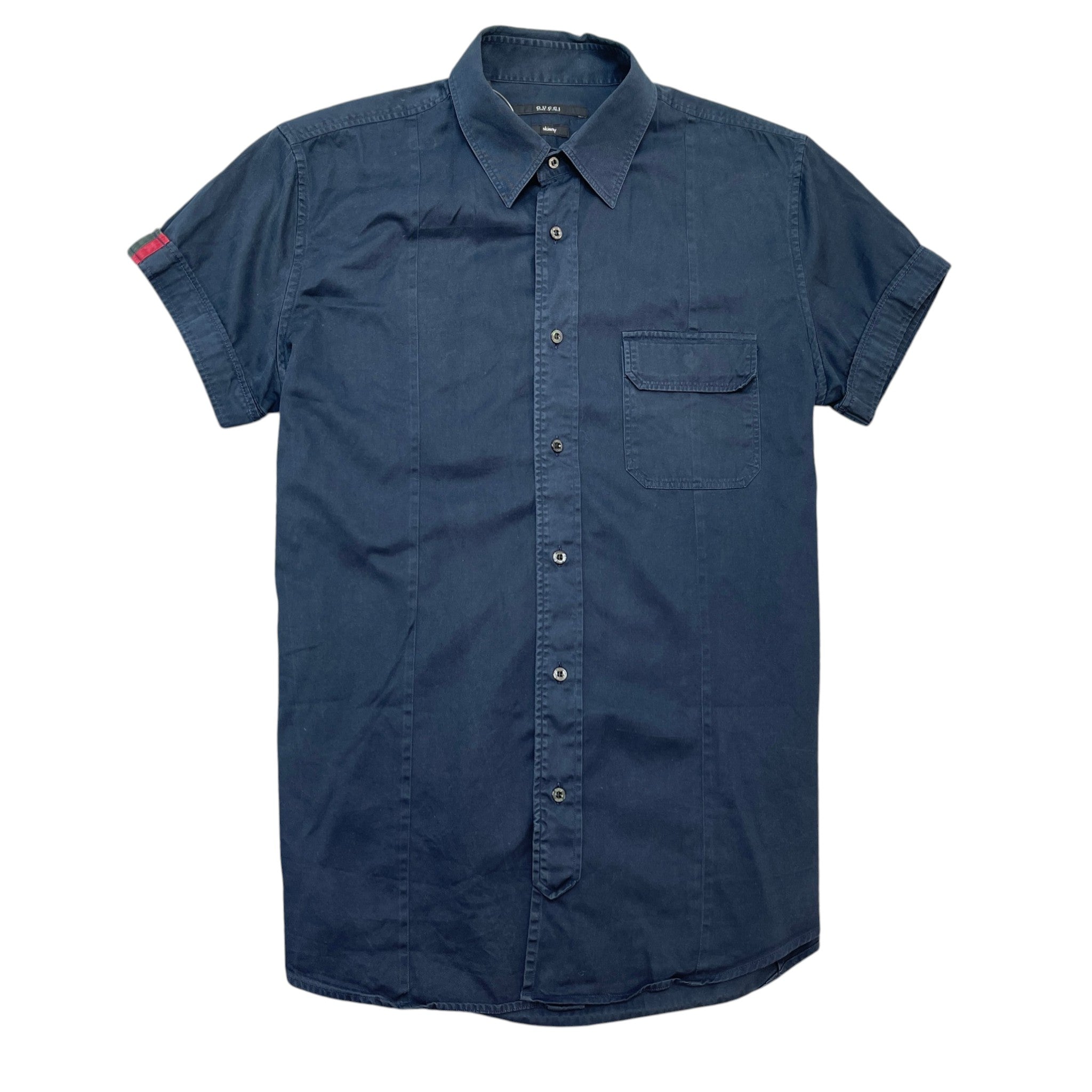 Men's Web Stripe Short Sleeve Shirt Navy Size M
