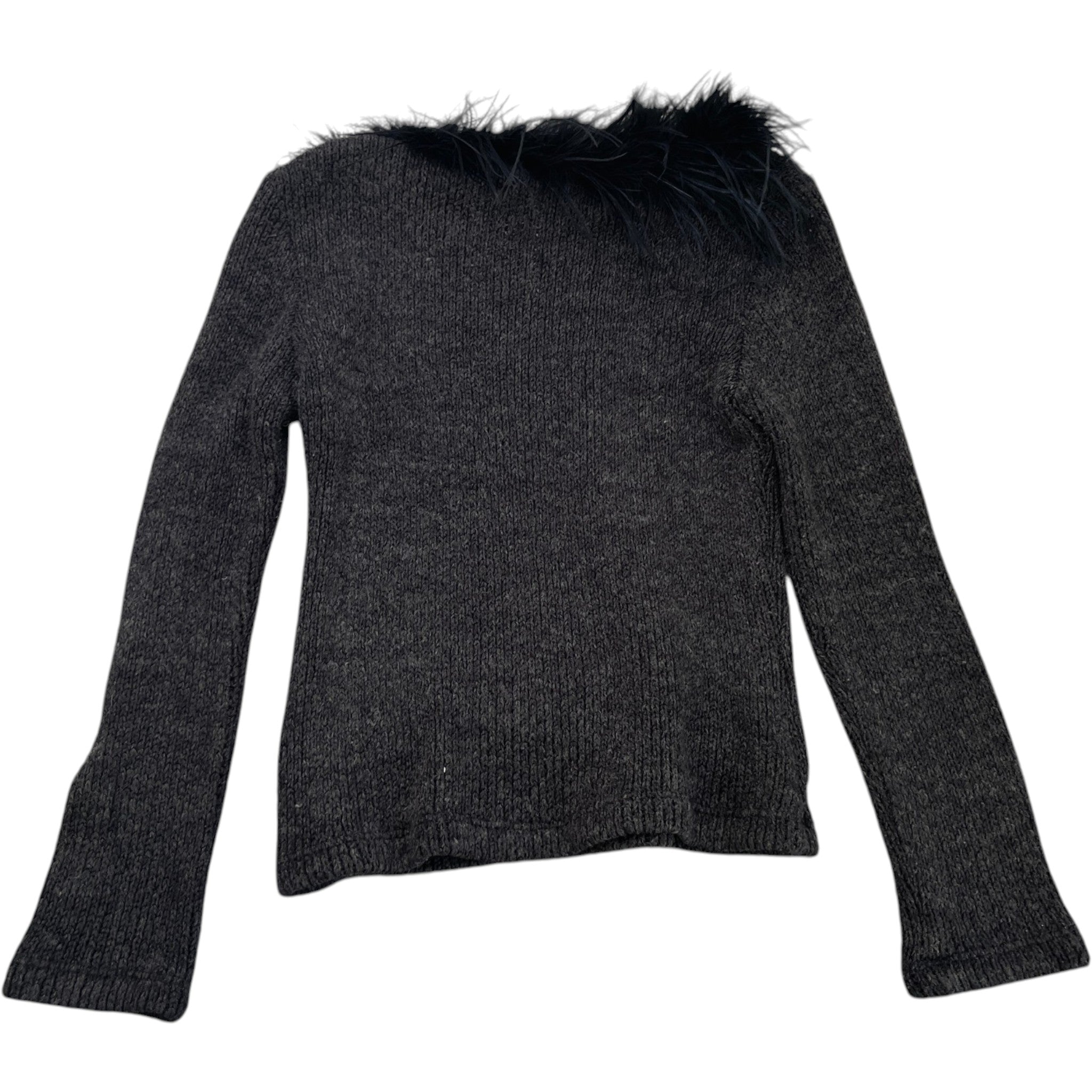 Women's Ostrich Feather Linear Rosa Jumper Black Size S