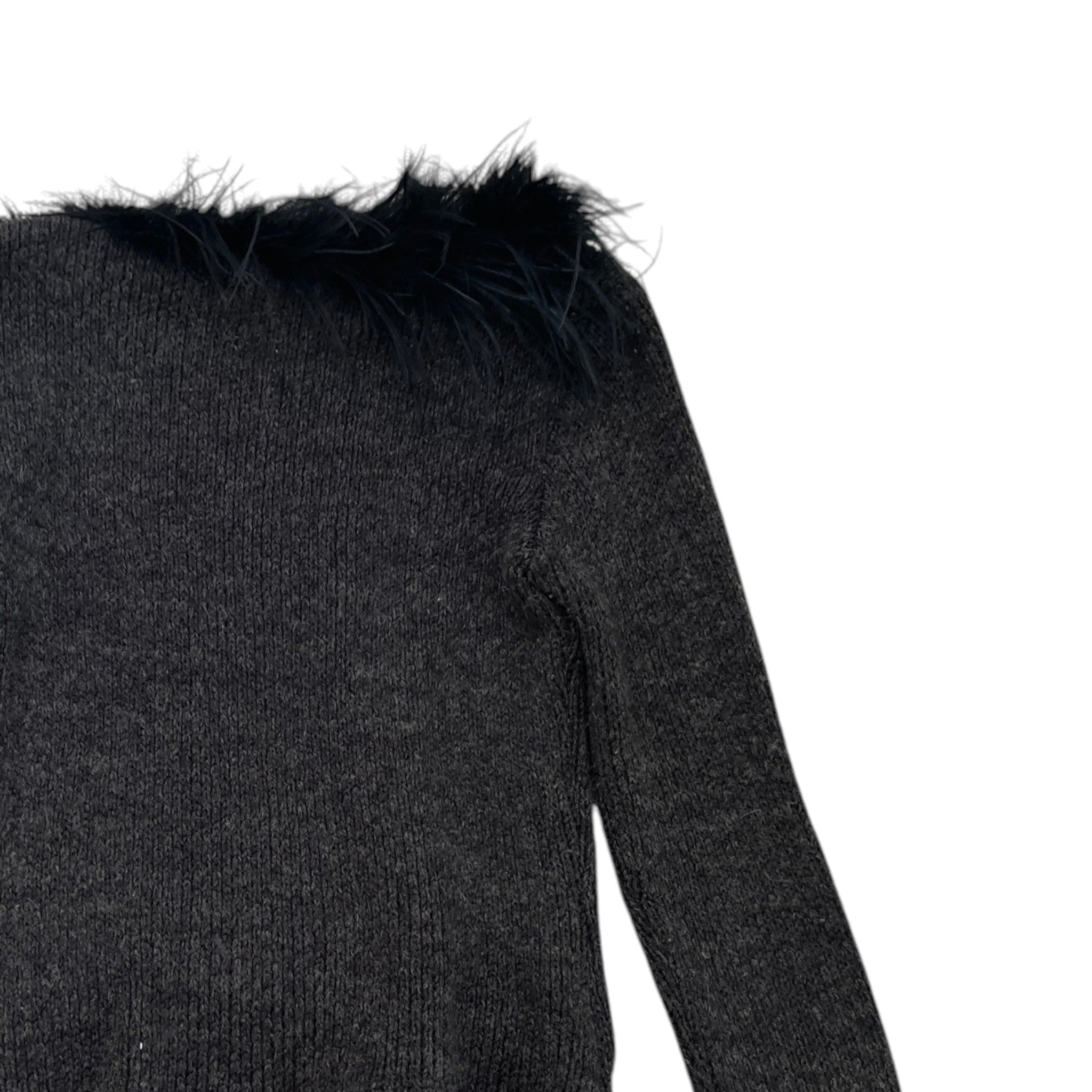 Women's Ostrich Feather Linear Rosa Jumper Black Size S