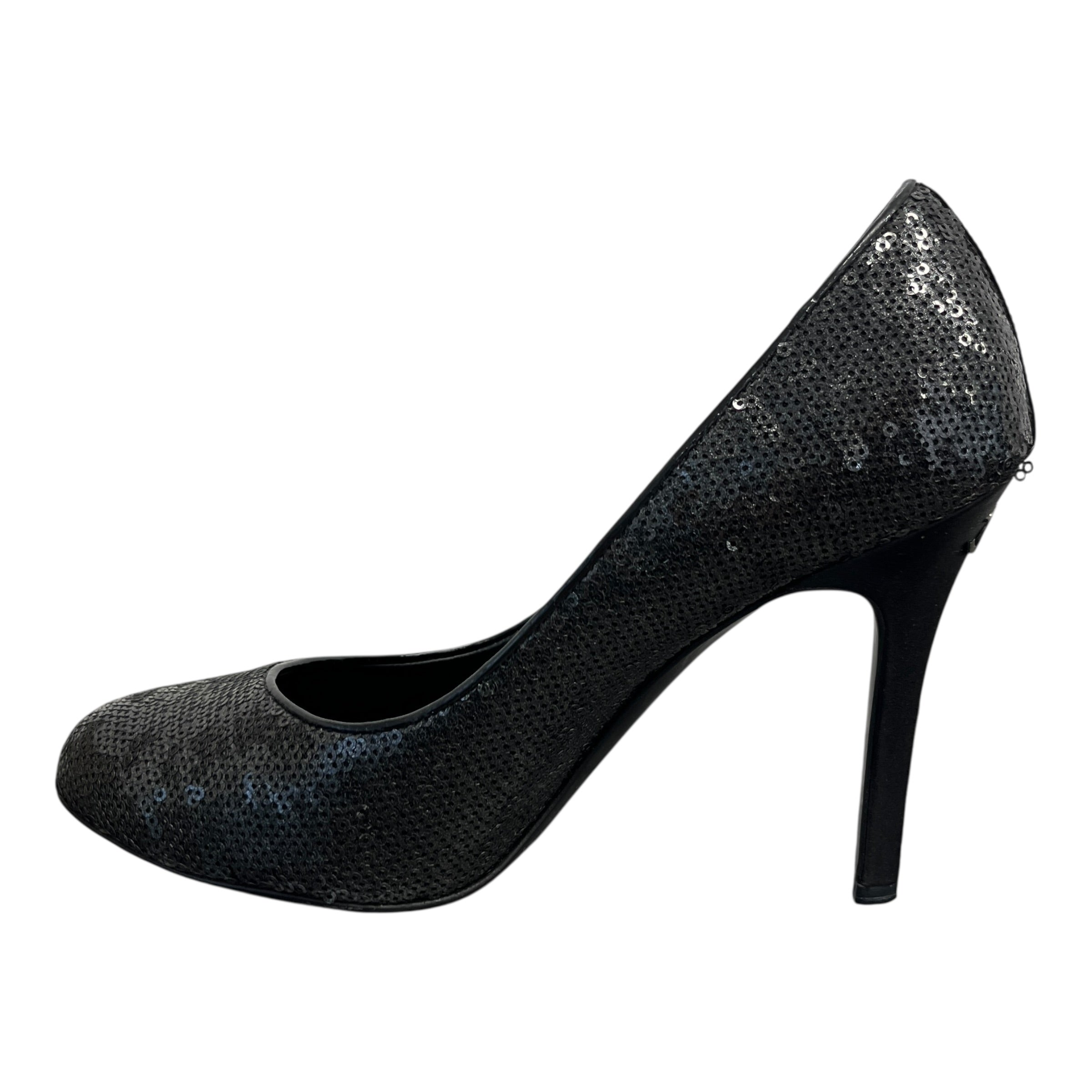 Women's Cc Logo Sequinned Heels Black Size EU 38 / UK 5