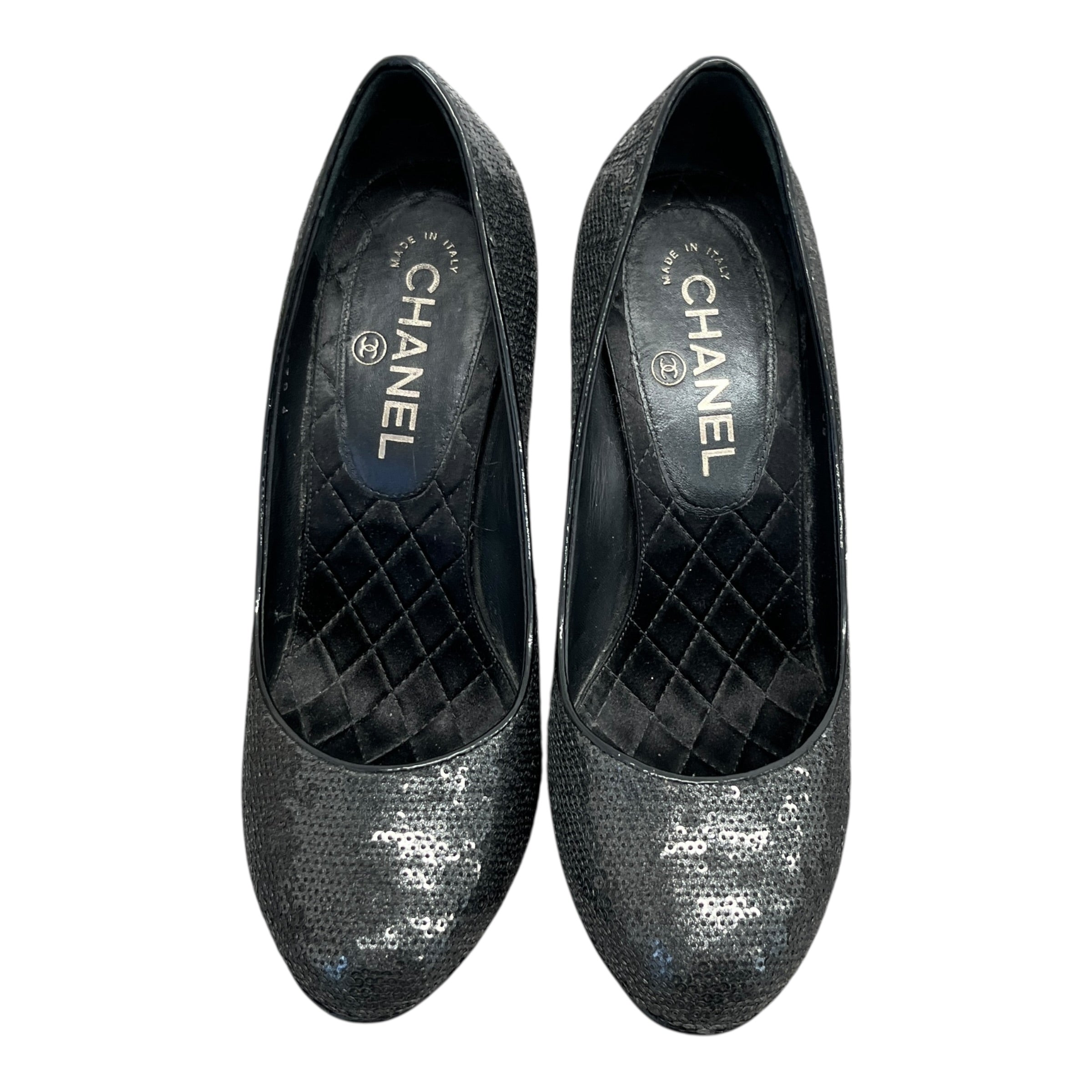 Women's Cc Logo Sequinned Heels Black Size EU 38 / UK 5