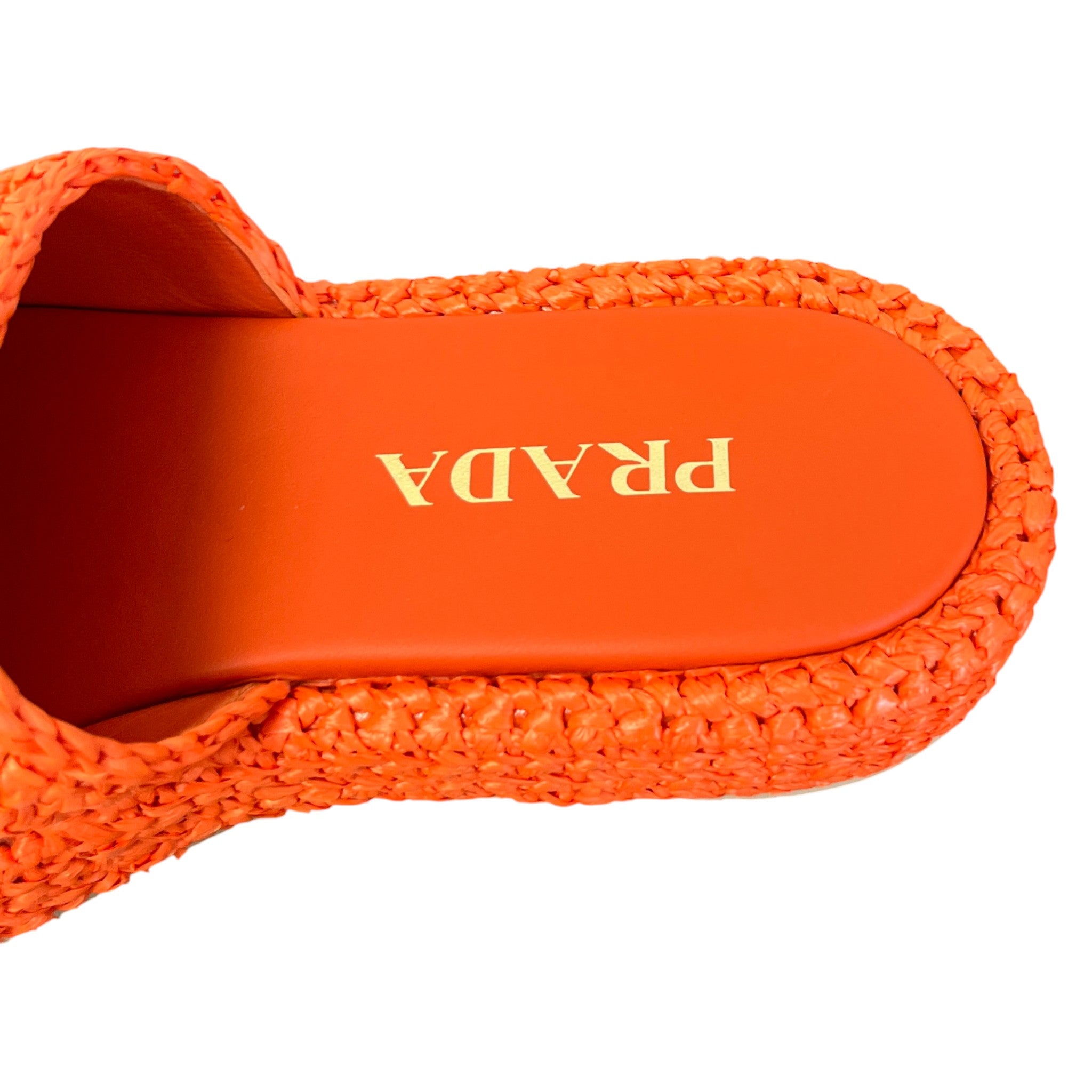 Women's Logo Raffia Platform Slides Orange Size EU 37 / UK 4