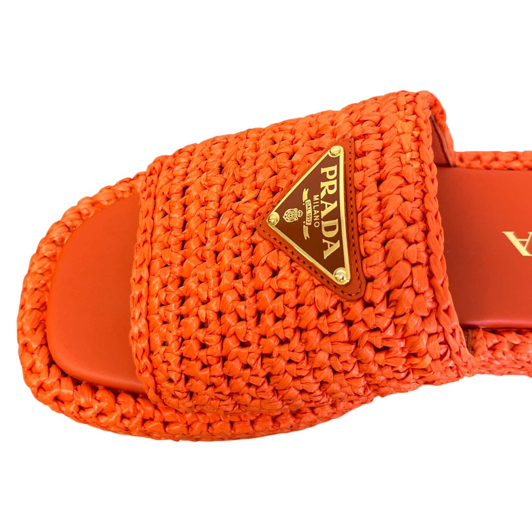 Women's Logo Raffia Platform Slides Orange Size EU 37 / UK 4