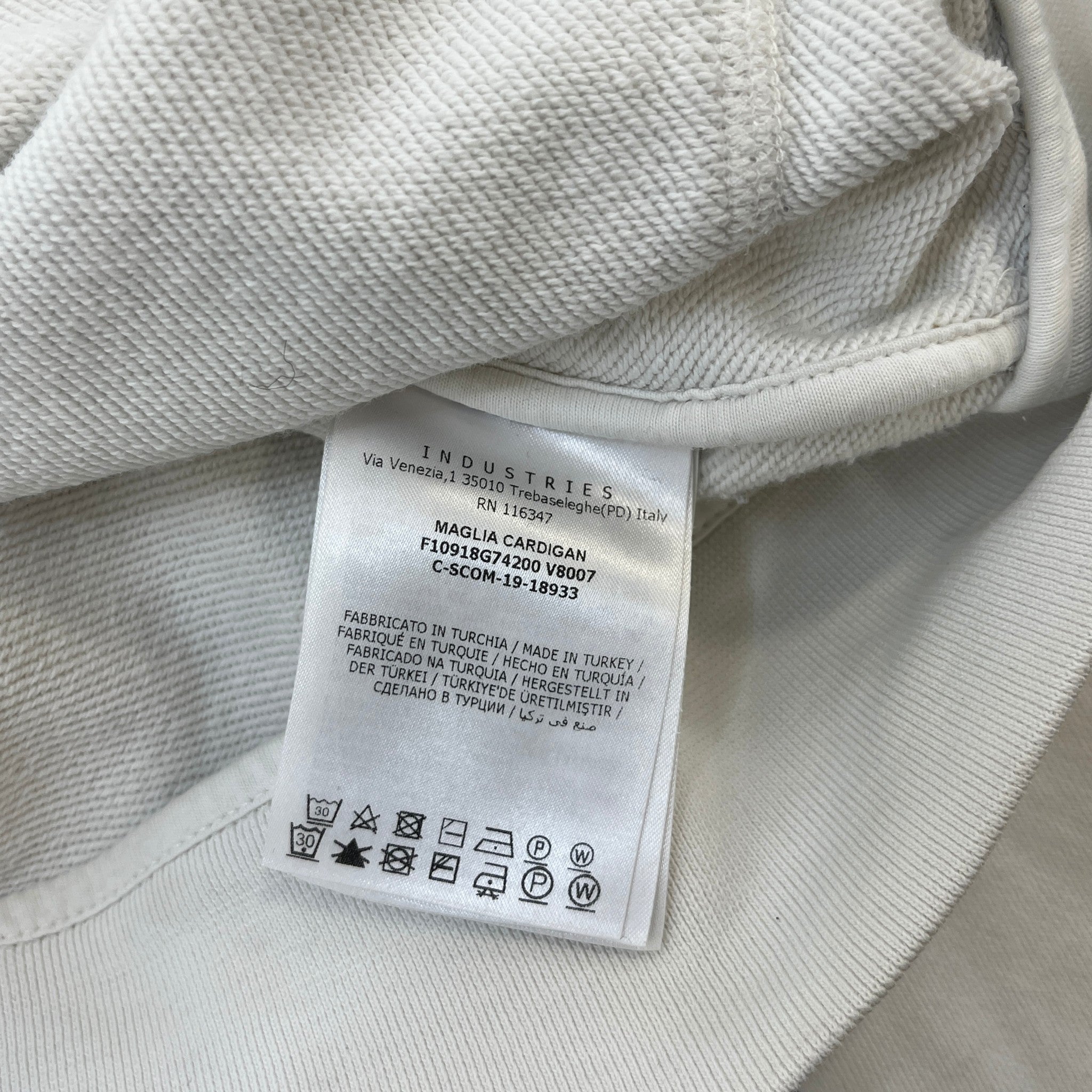 Men's Maglia Cardigan Hoodie White Size L