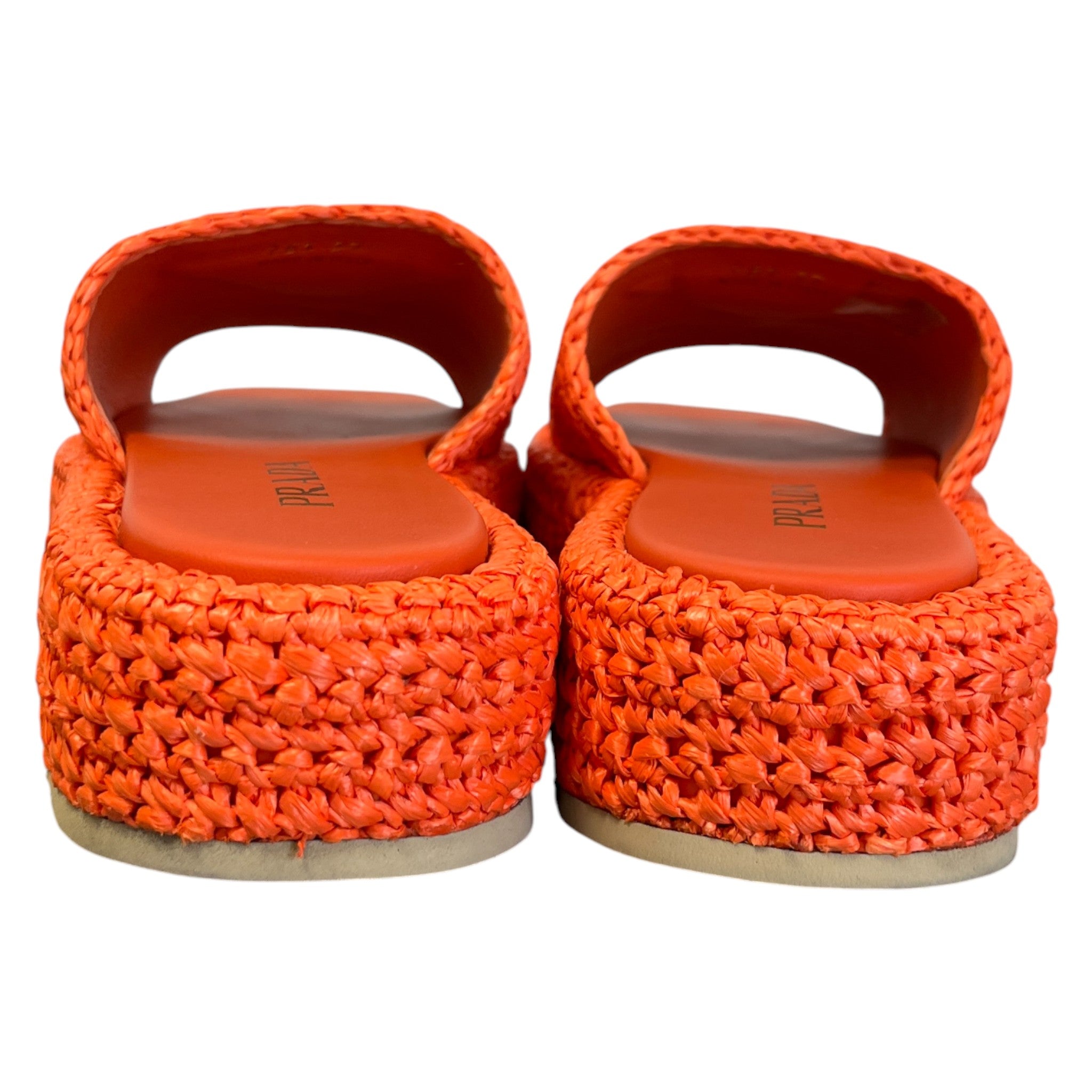 Women's Logo Raffia Platform Slides Orange Size EU 37 / UK 4