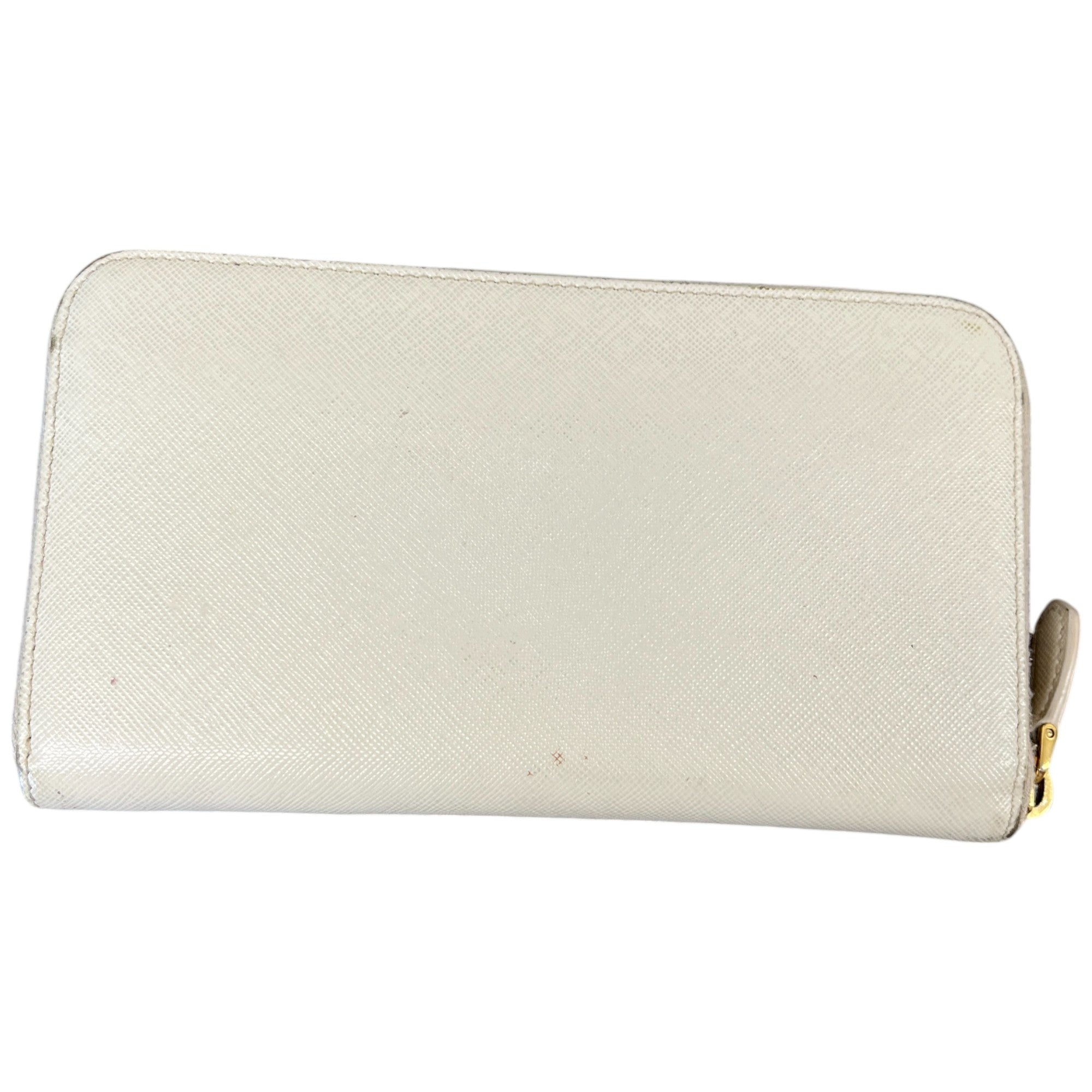 Women's Plaque Logo Saffiano Purse Cream Size L