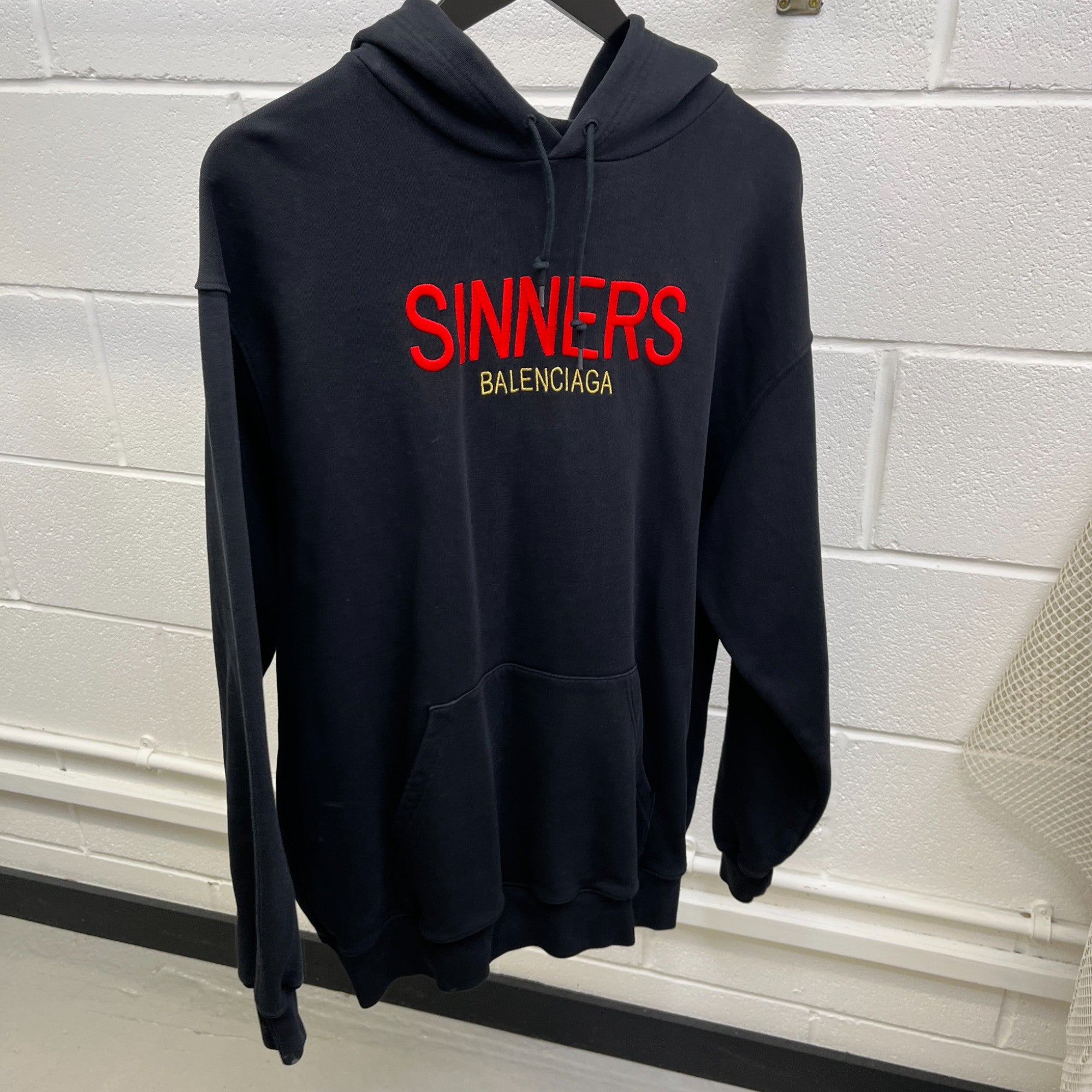 Men's Embroidered Logo Hoodie Black Size XS