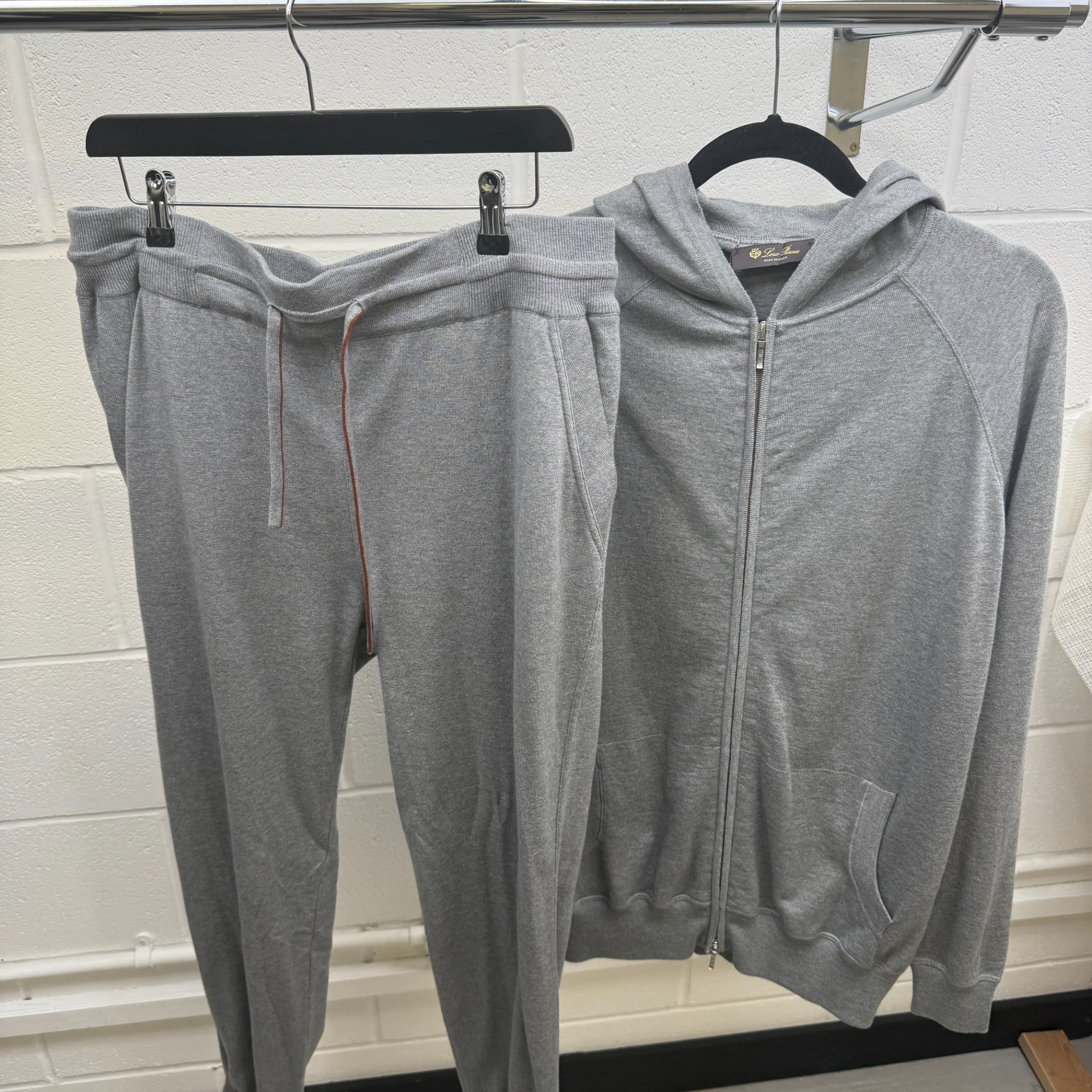 Men's Cashmere Full Tracksuit Grey Size XXL