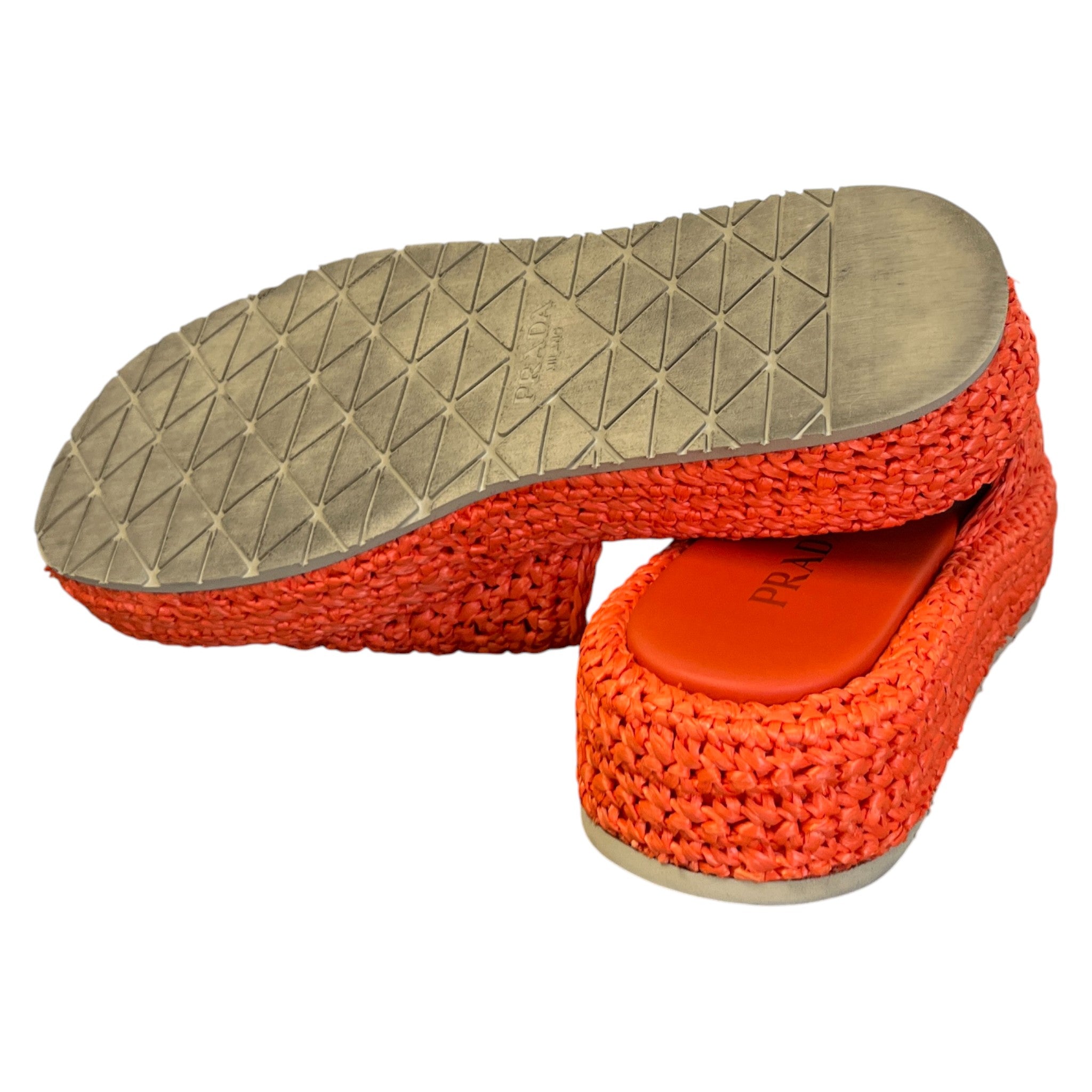 Women's Logo Raffia Platform Slides Orange Size EU 37 / UK 4